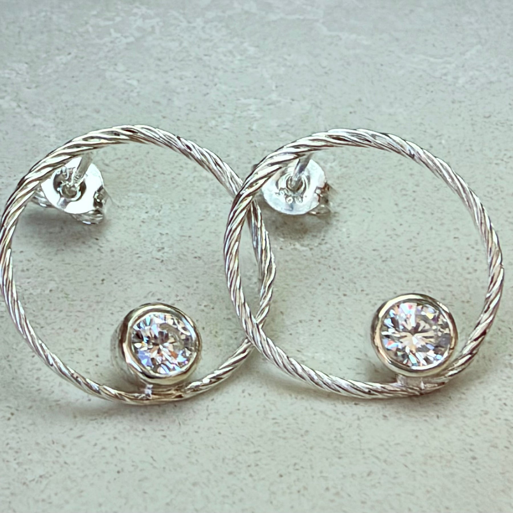 Sterling Silver Sparkling Loop Wreath Earrings