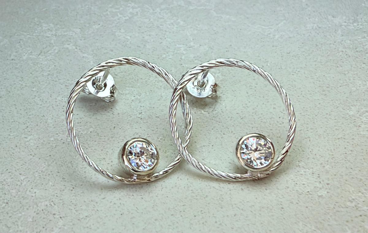 Sterling Silver Sparkling Loop Wreath Earrings