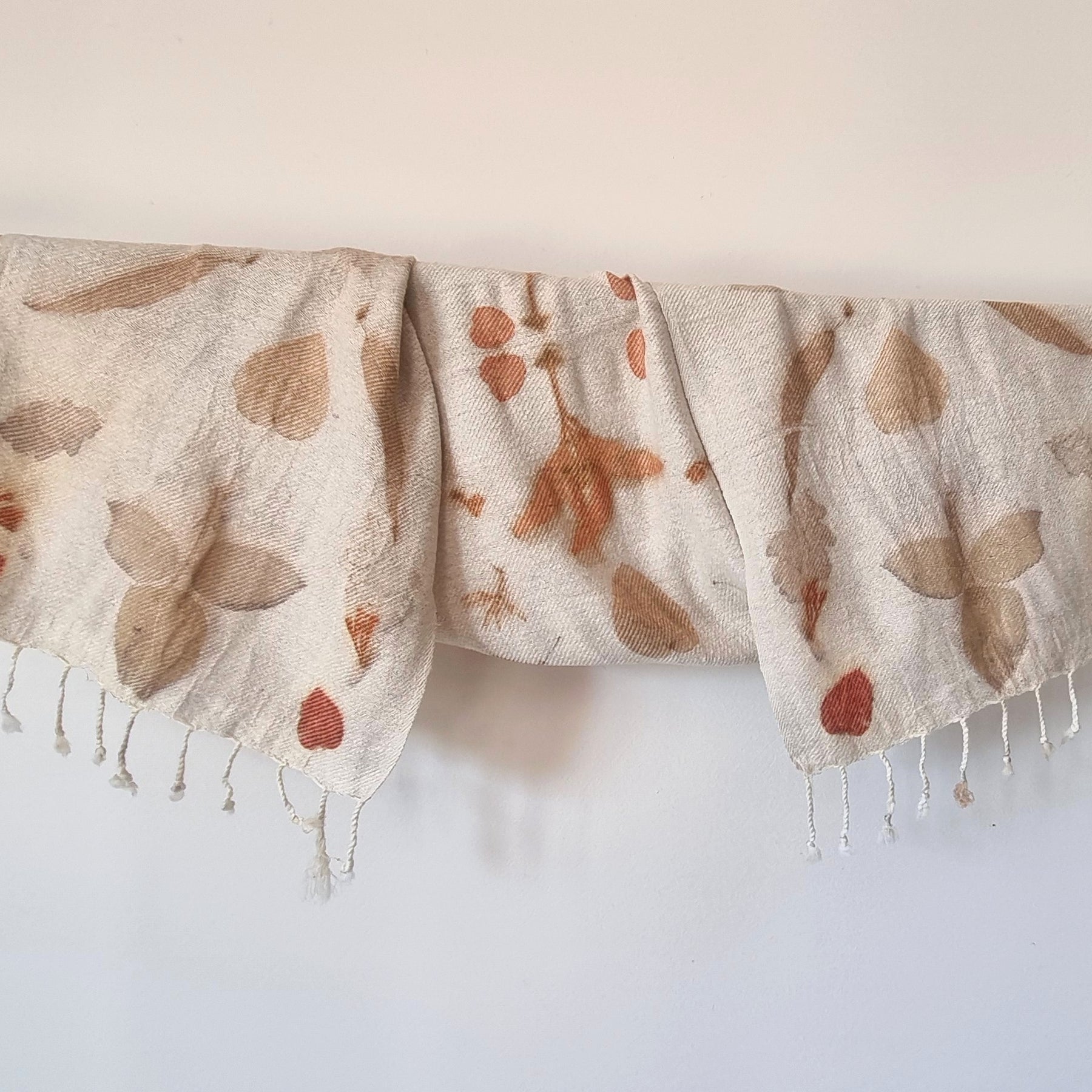 The Grace - Silk/Wool Blend Ecoprint Scarf/Wrap