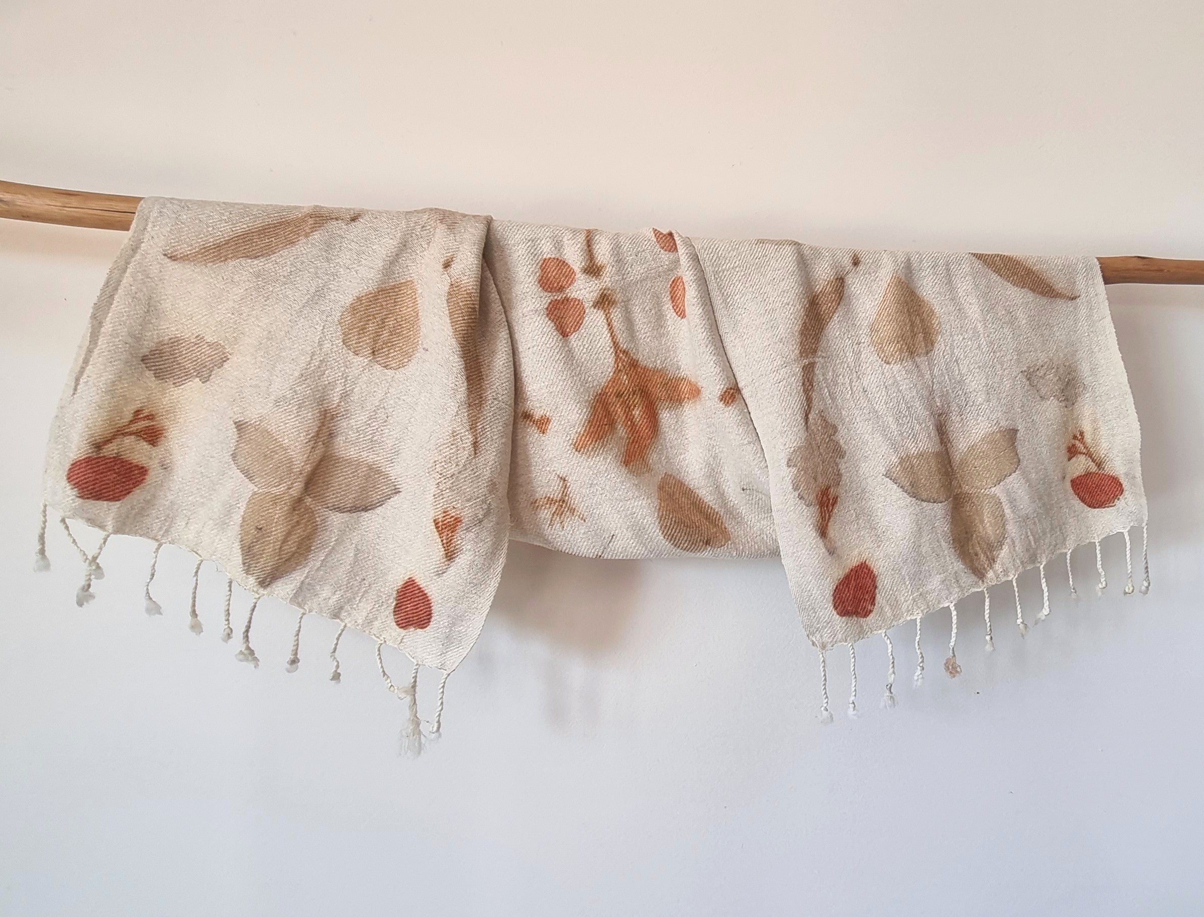 The Grace - Silk/Wool Blend Ecoprint Scarf/Wrap