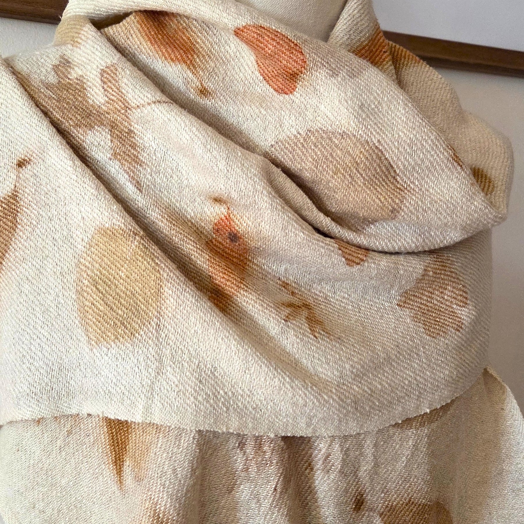 The Grace - Silk/Wool Blend Ecoprint Scarf/Wrap