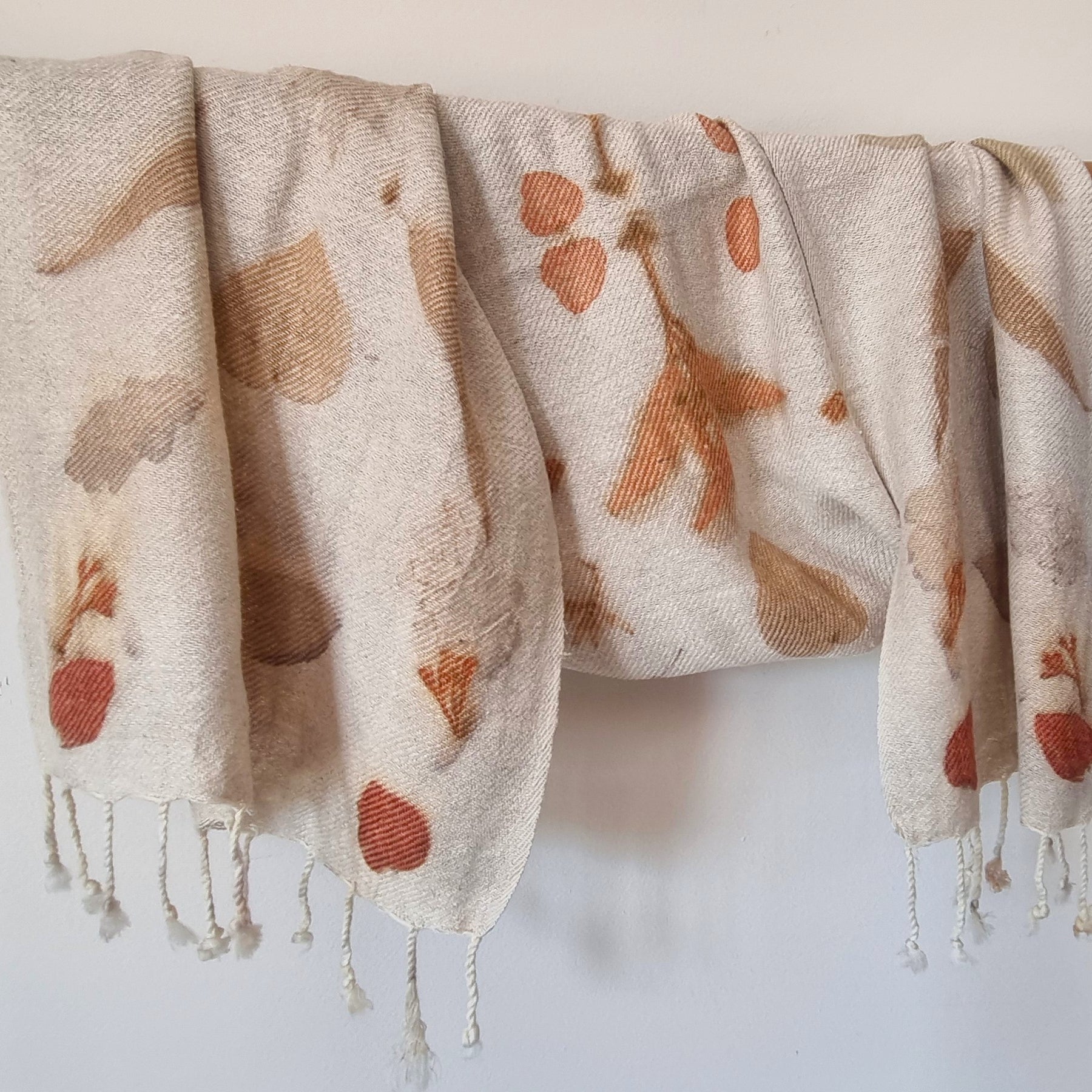 The Grace - Silk/Wool Blend Ecoprint Scarf/Wrap