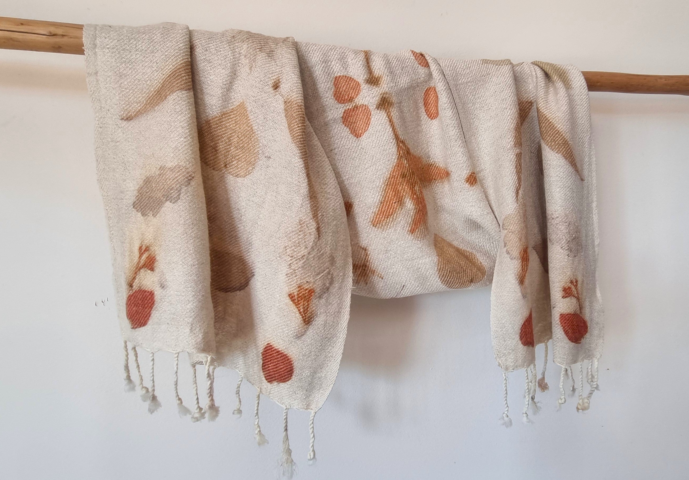 The Grace - Silk/Wool Blend Ecoprint Scarf/Wrap