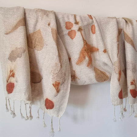 The Grace - Silk/Wool Blend Ecoprint Scarf/Wrap