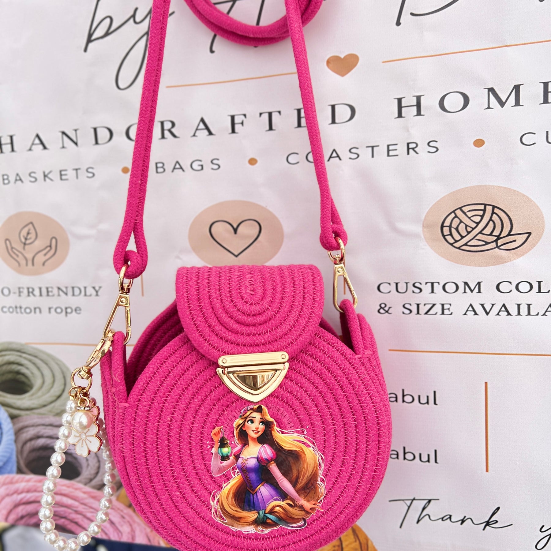 Handmade Pink Princess Crossbody Bag