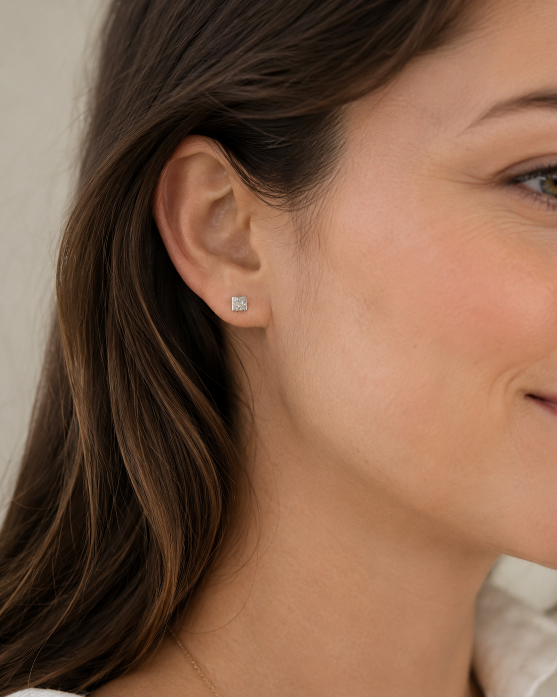 Hammered Sterling Silver Square Studs