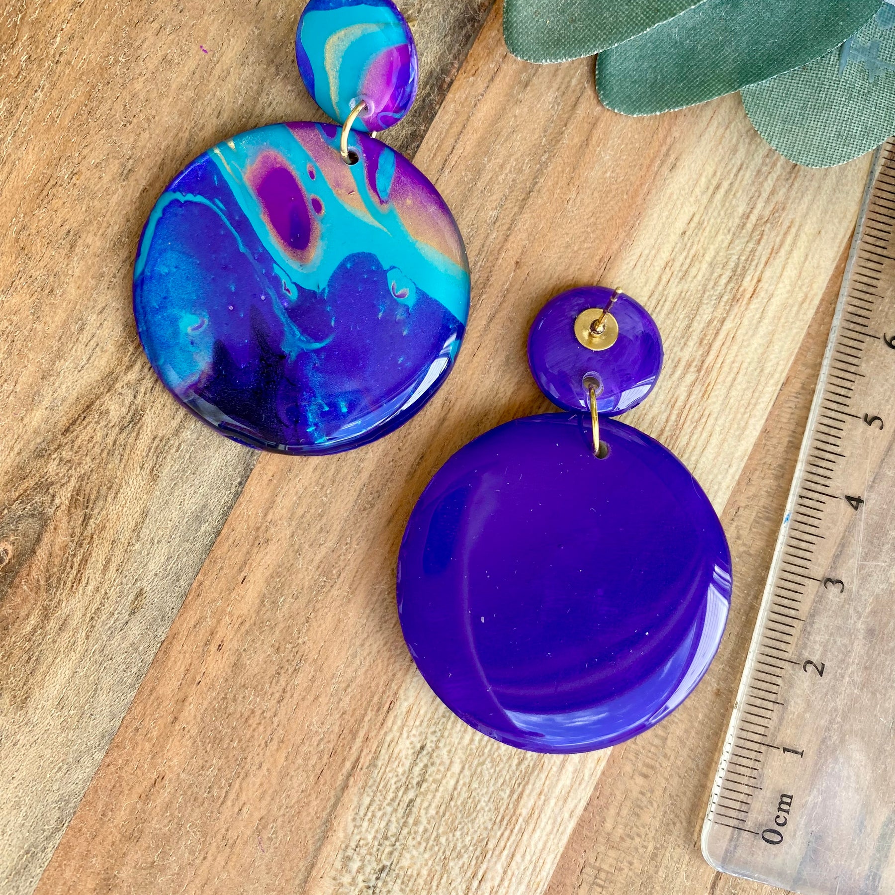 Turquoise Purple Stud Dangle Earrings