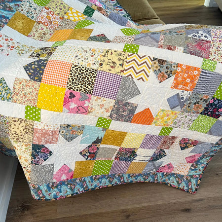 Handmade Organic Cotton Baby Quilt: Heirloom Nursery Blanket, for Baby Boy or Baby girl
