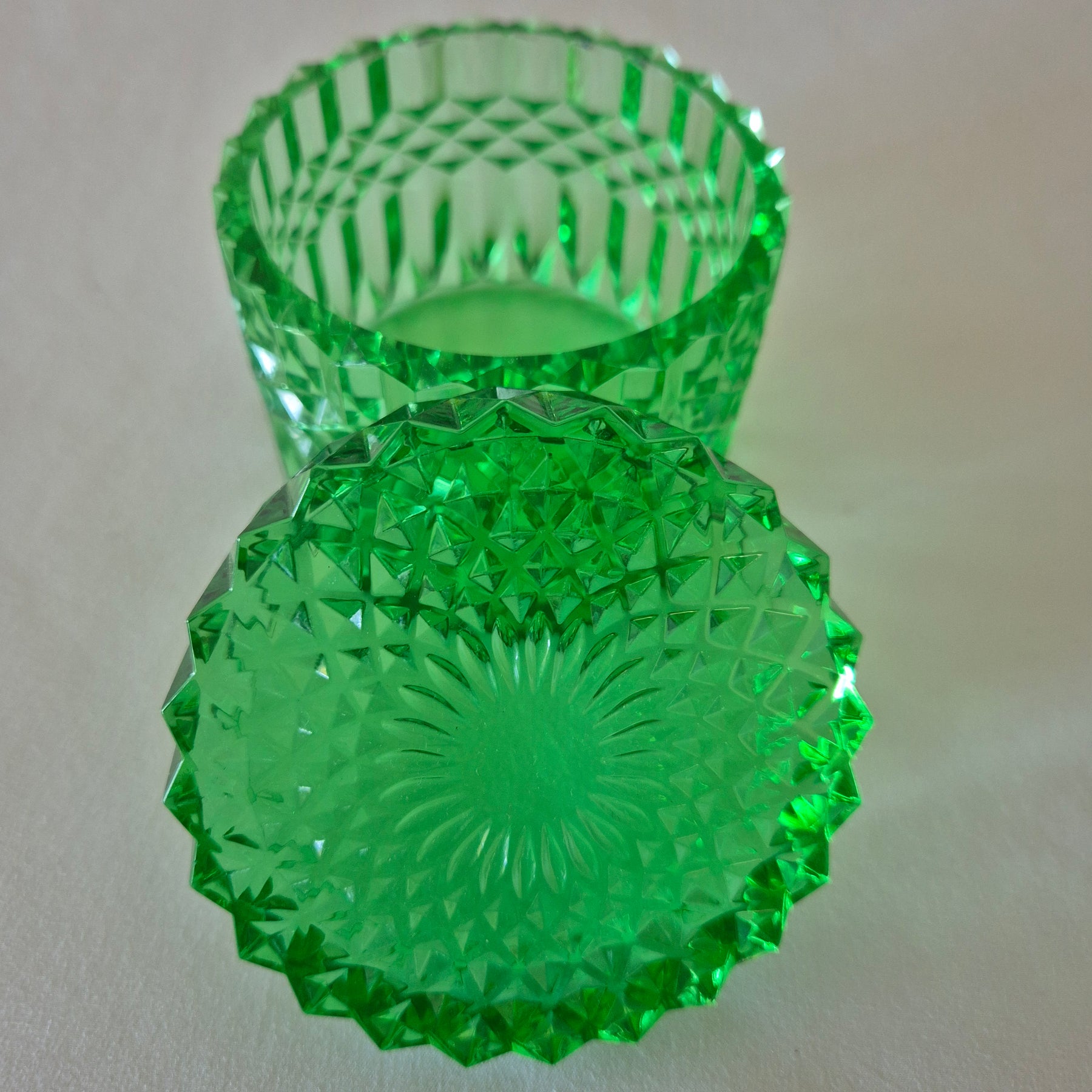 Geometric Green Resin Jar with Lid