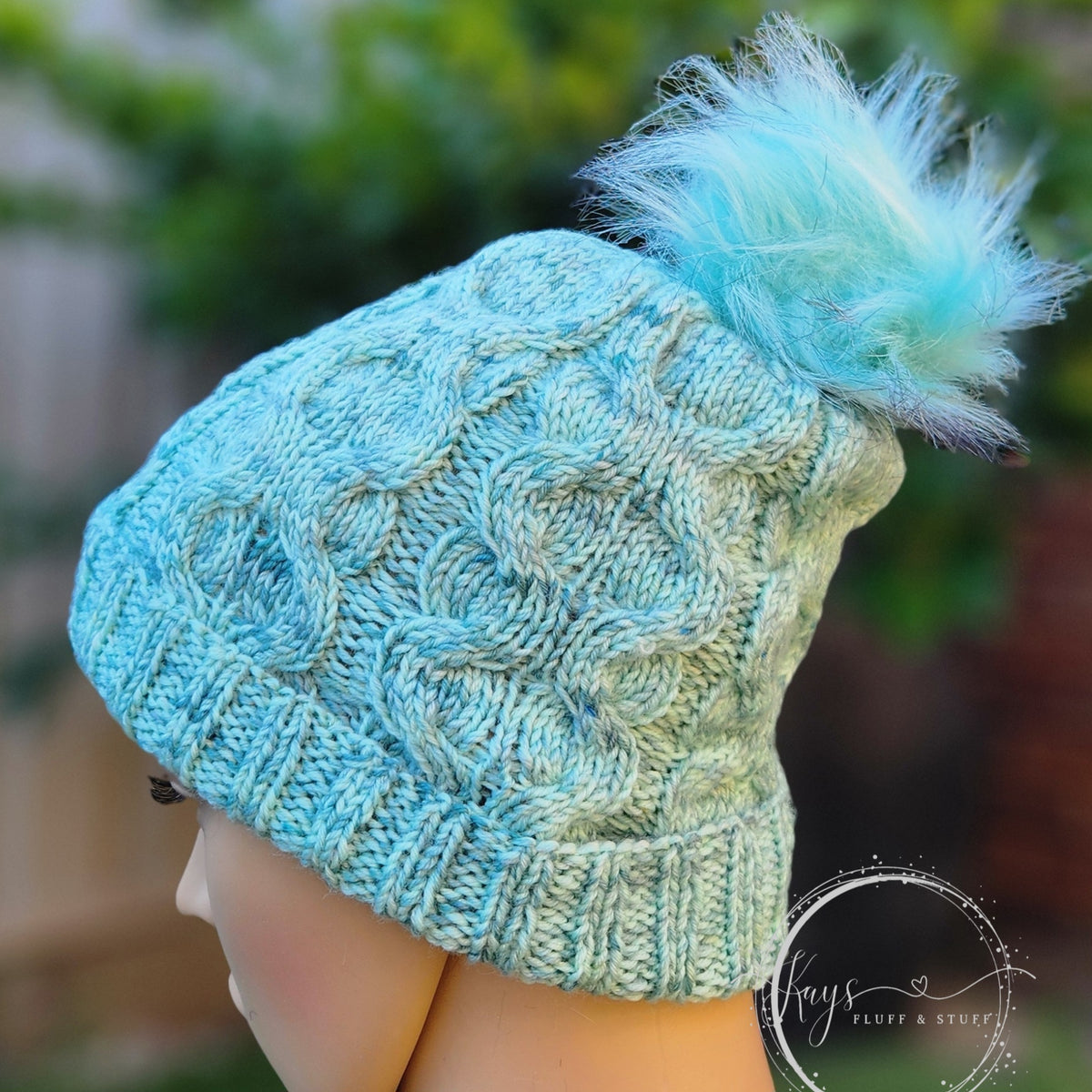 Hand-dyed Cabled Knit Slouchy Beanie