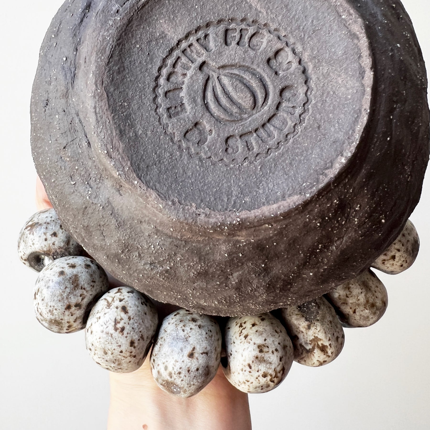 Handmade Ceramic Vase – Tribal-Inspired Stoneware with Sculptural Beads, Winter Woods Collection