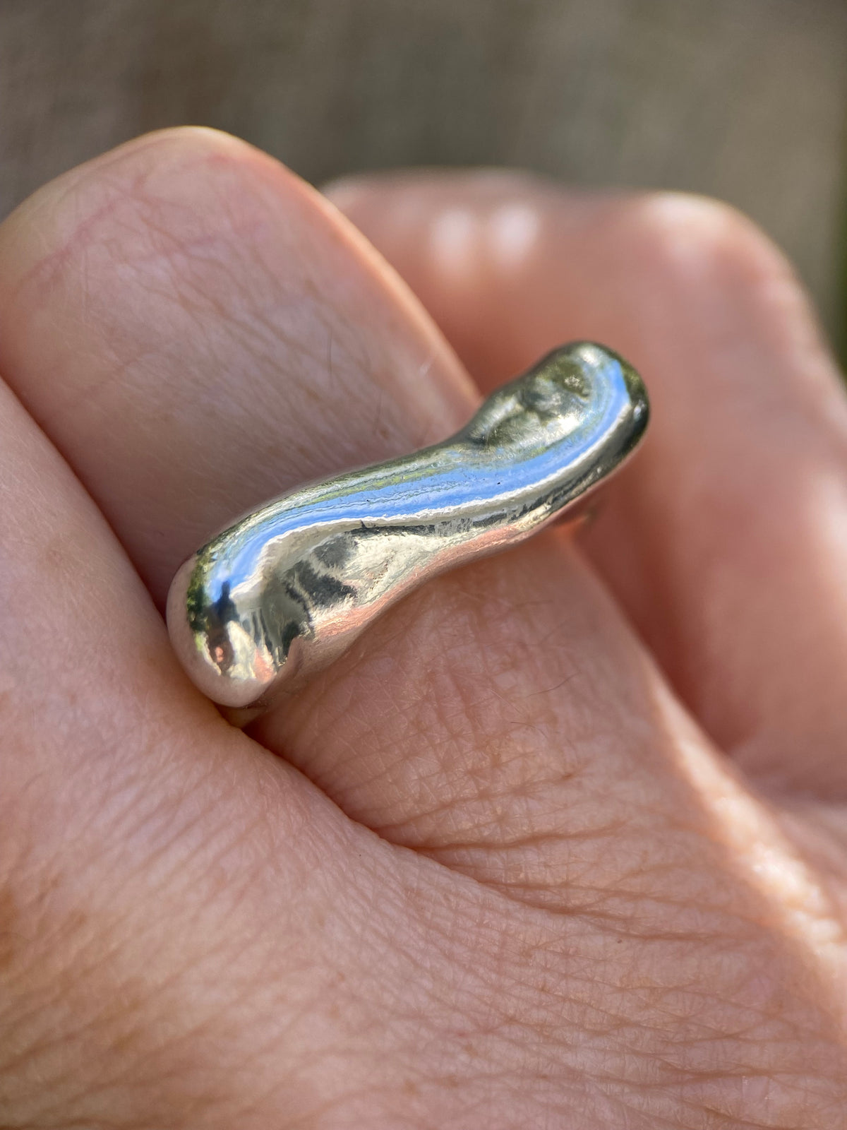 Flow — Wax Carved Sterling Silver Statement Ring | Size P½