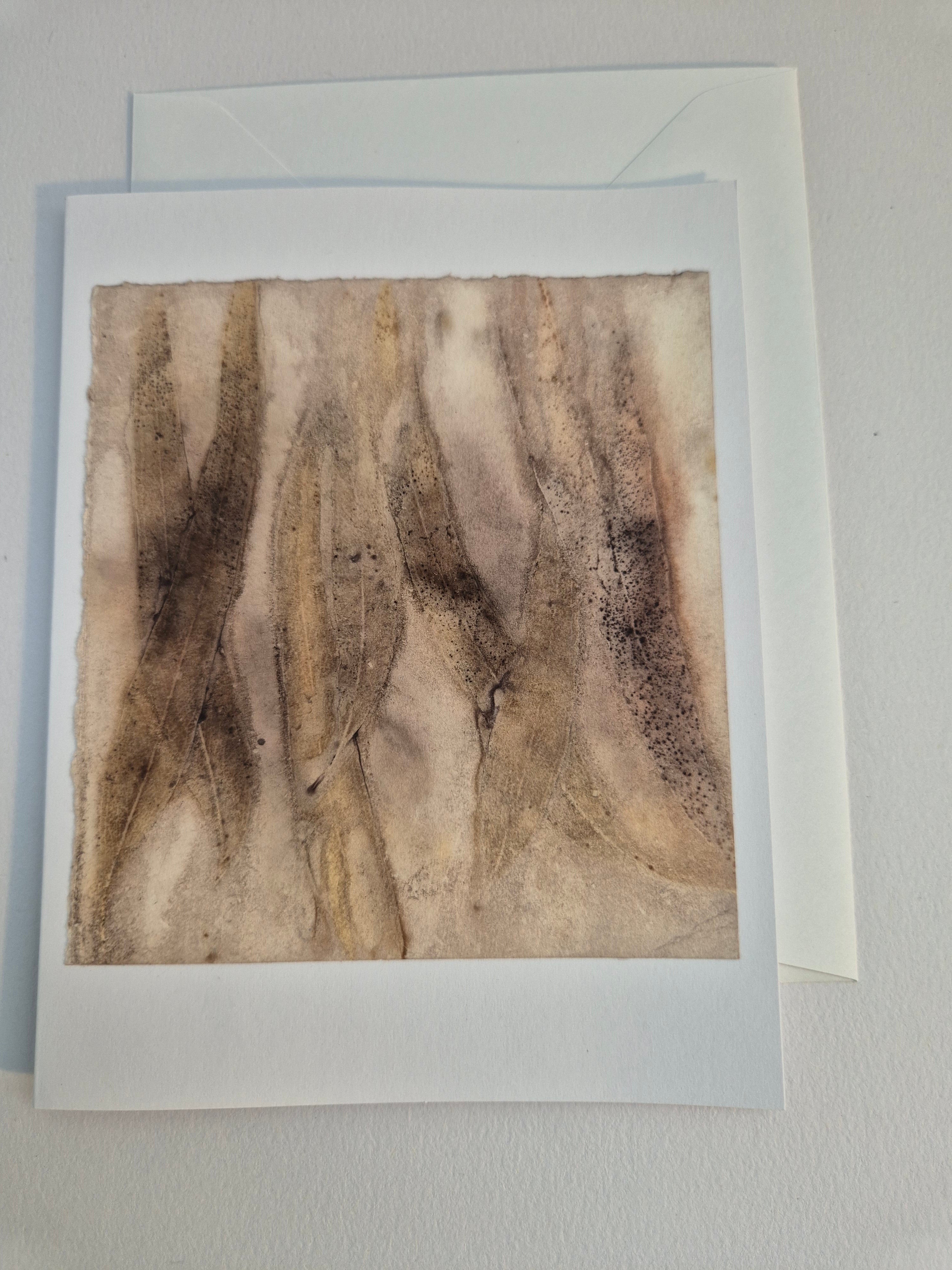 Card original ecoprinted eucalyptus tonal