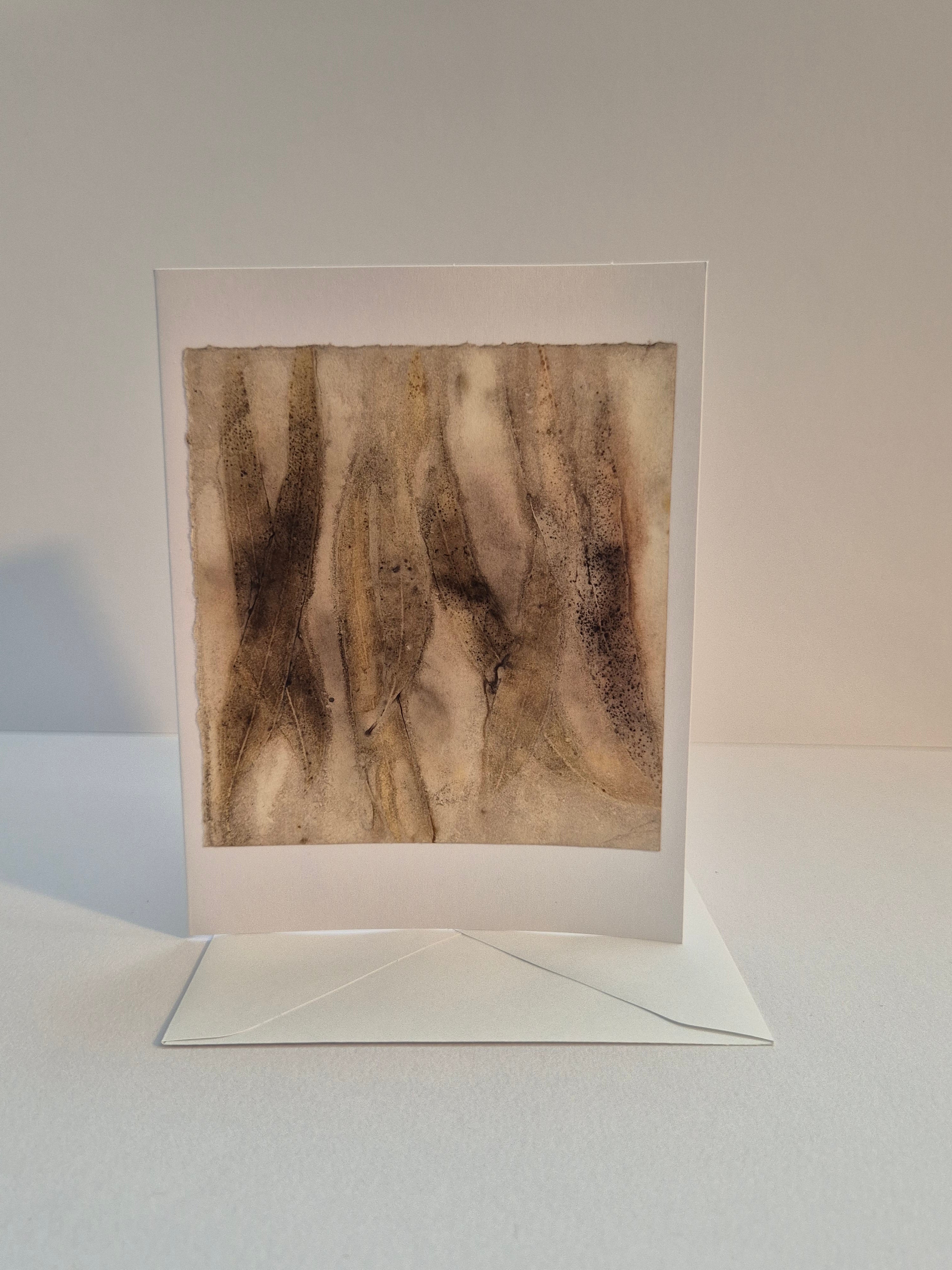 Card original ecoprinted eucalyptus tonal