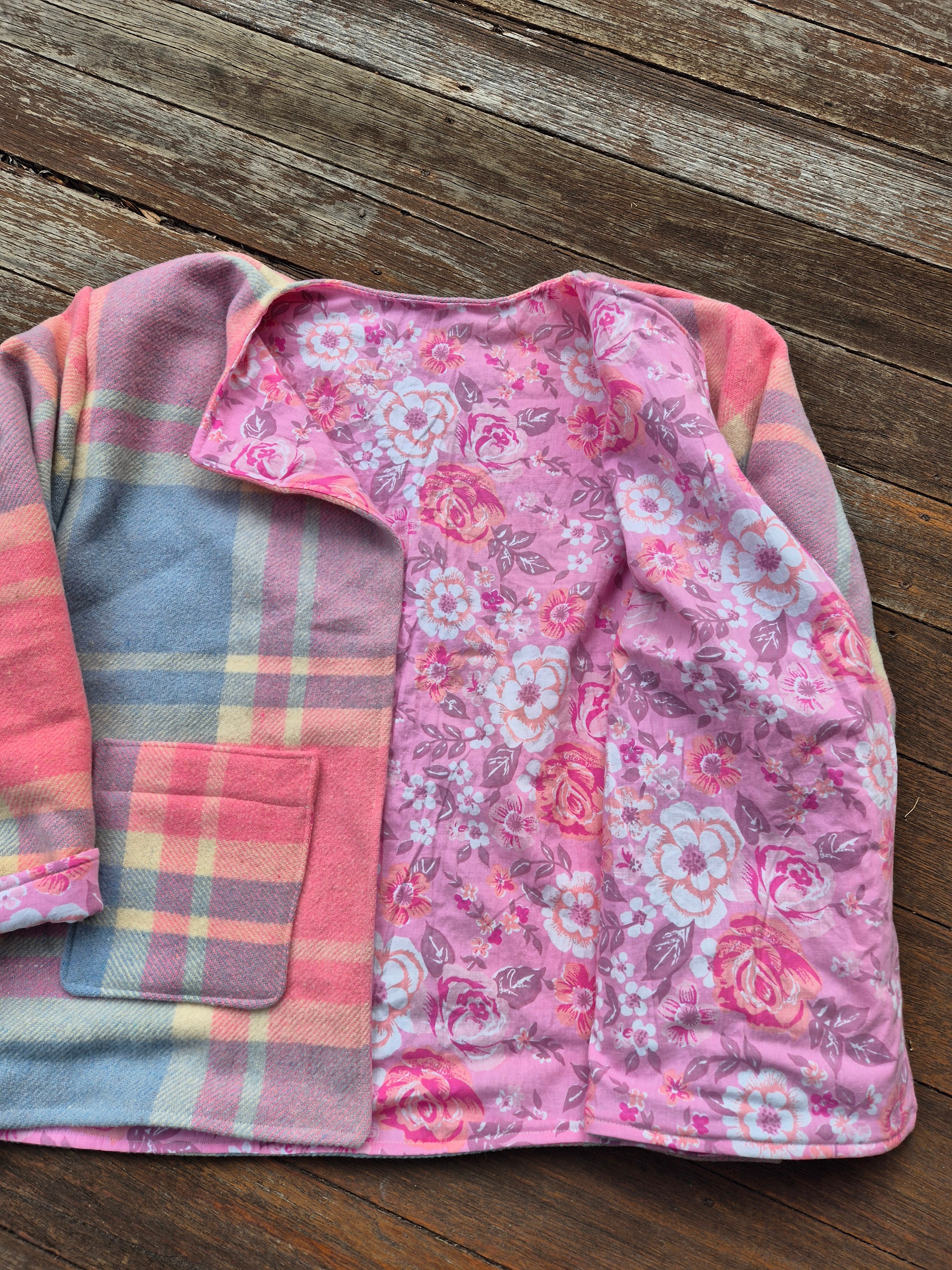 Upcycled woollen blanket jacket size 12