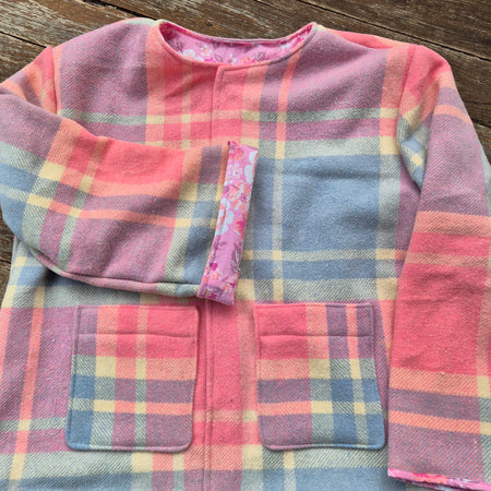 Upcycled woollen blanket jacket size 12