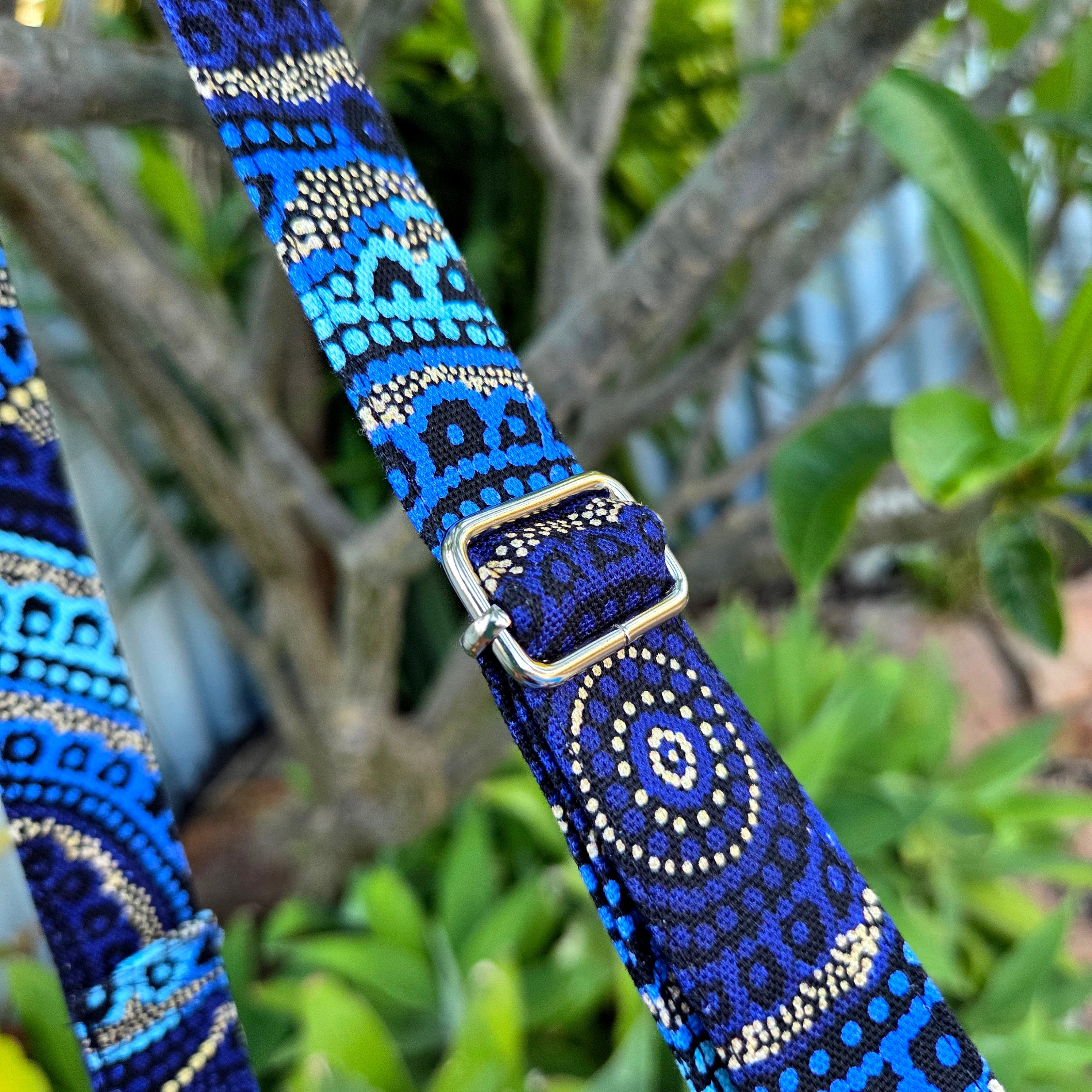 Spacious Cross Body Bag with two pockets in Blue Dot Print fabric