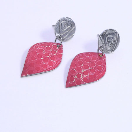 Hand printed anodised aluminium earrings - Scarlet Grace Collection
