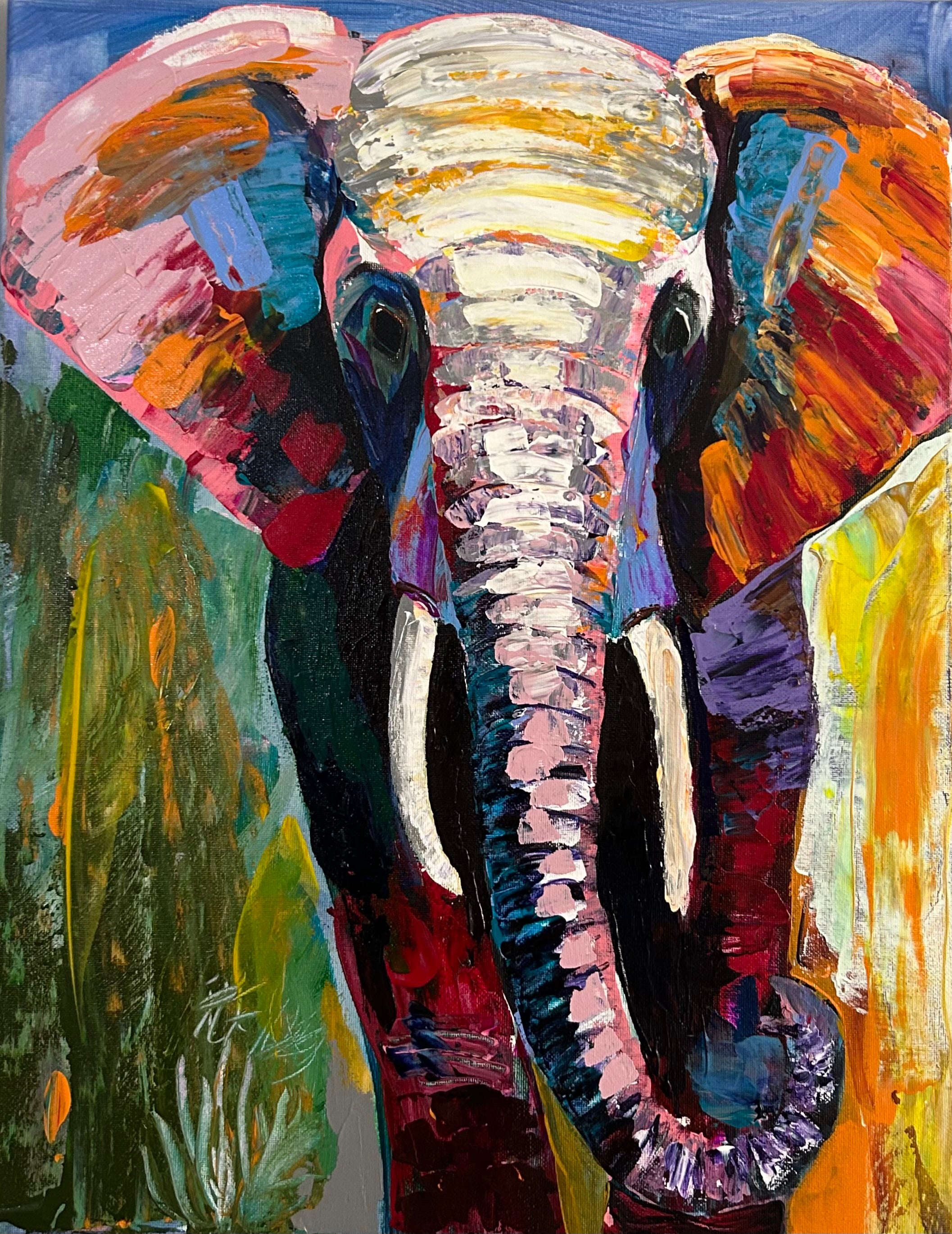Colourful Abstract Elephant Wall Painting Art
