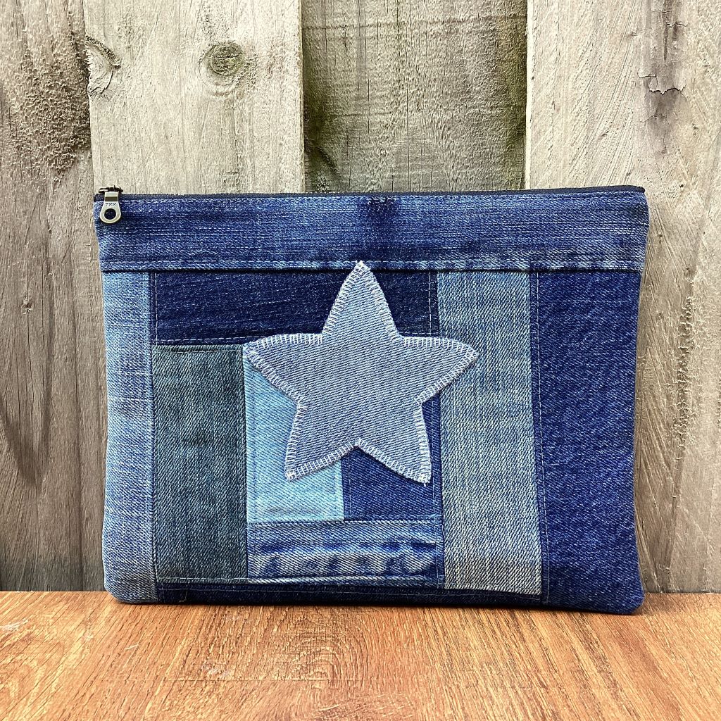 Upcycled Denim Pencil Case – Denim Star