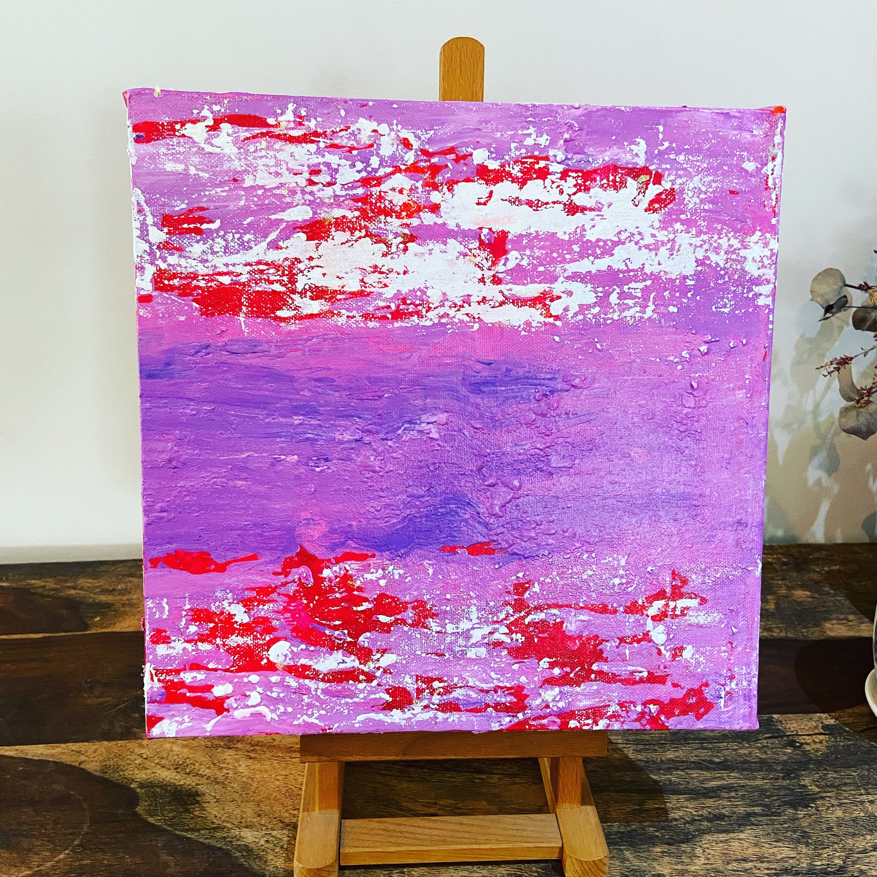 Inverted Abstract Acrylic Canvas Painting: Colorful Wall Art by Margo Humphries (30.5cm)
