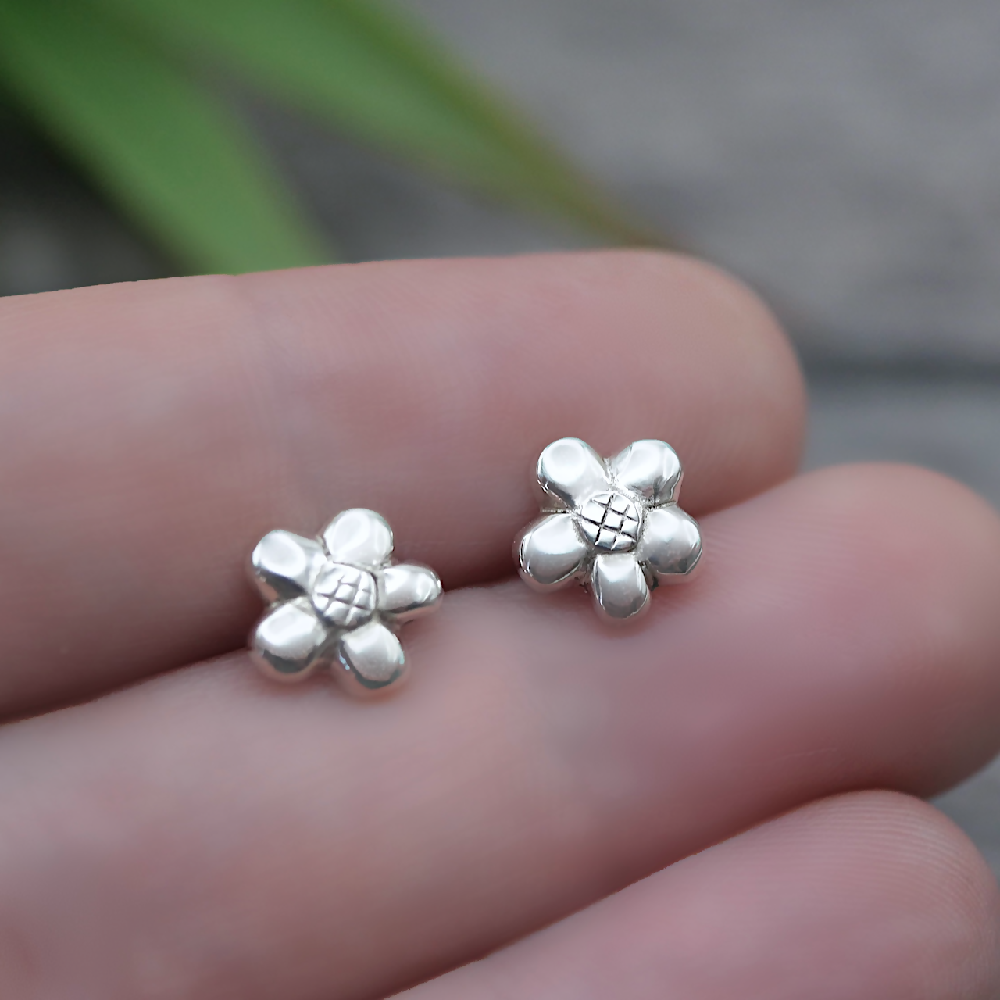 flower studs sterling silver hand sml