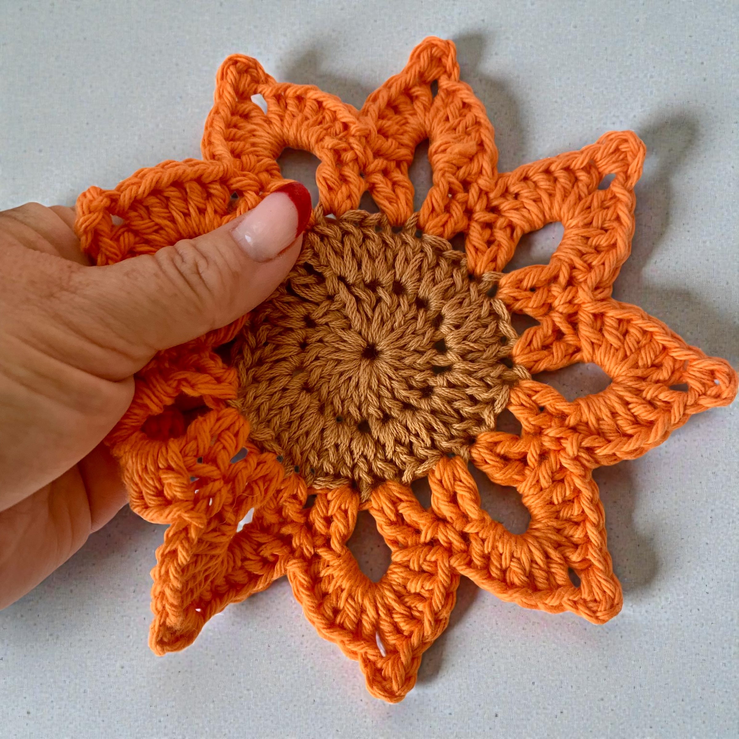 Crochet Sunflower Coasters with Holder | Handmade Flower Boho Table Decor | Reusable Cotton Coasters | Gift for her
