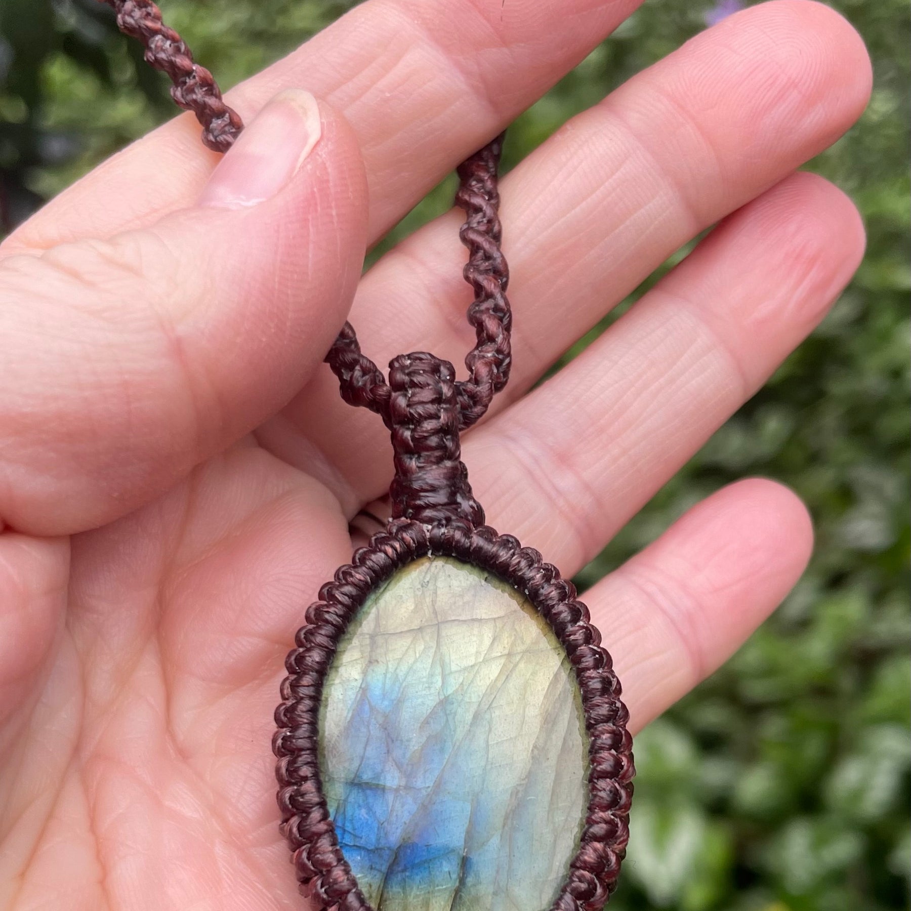 Labradorite Pendant, boho macrame necklace, adjustable