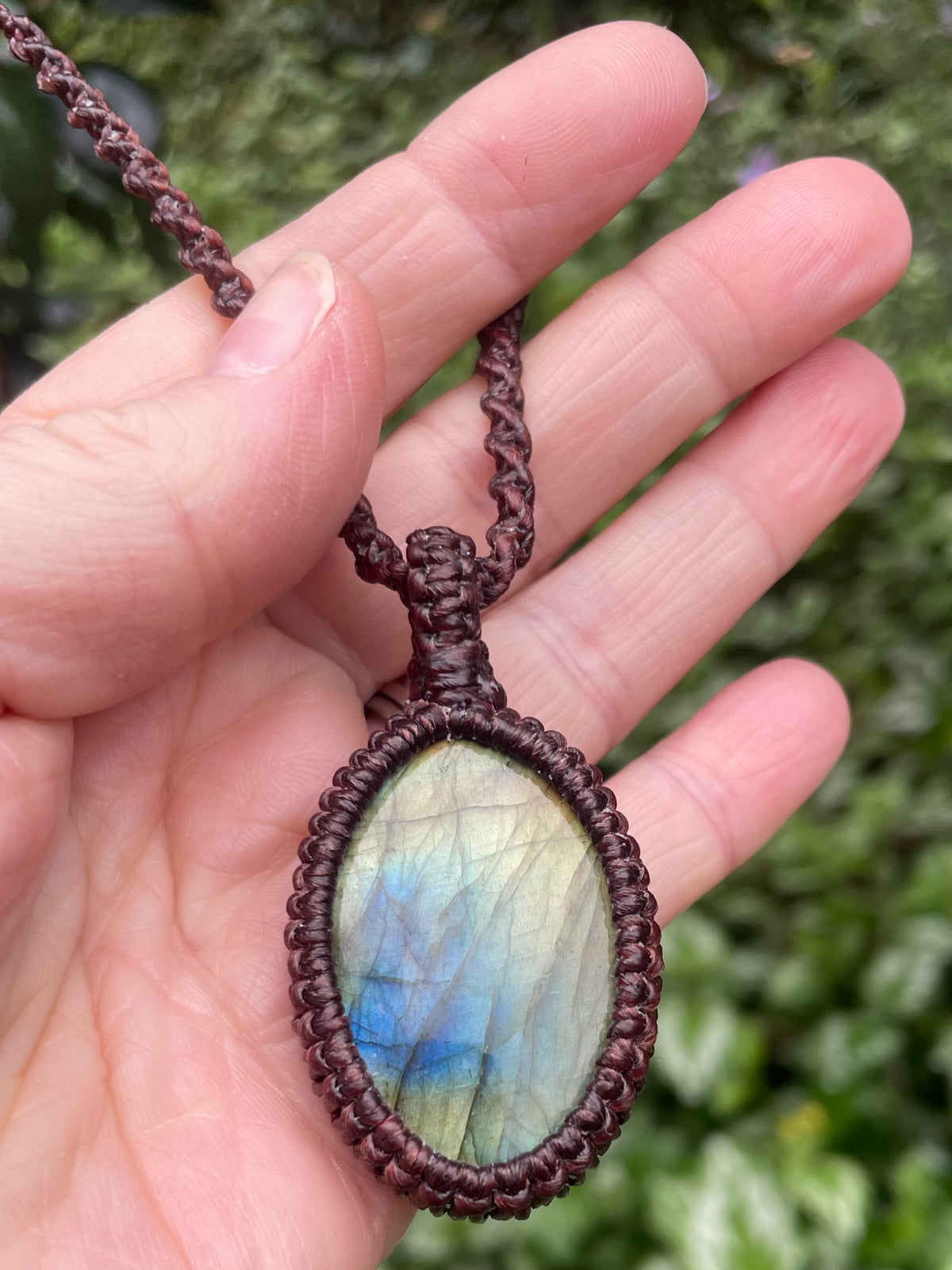 Labradorite Pendant, boho macrame necklace, adjustable