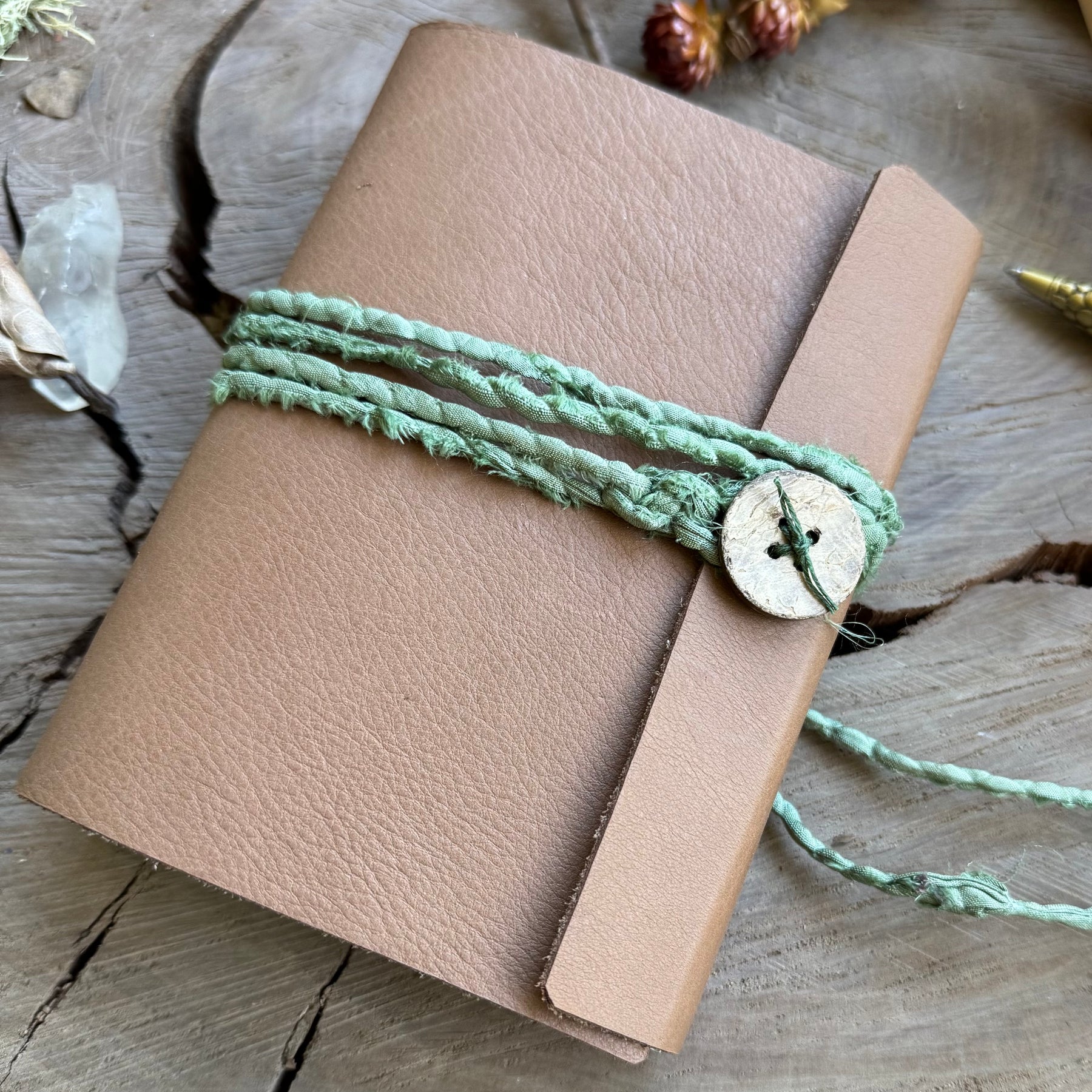 Tan Leather A6 Signature Journal with Pine Tree Spine