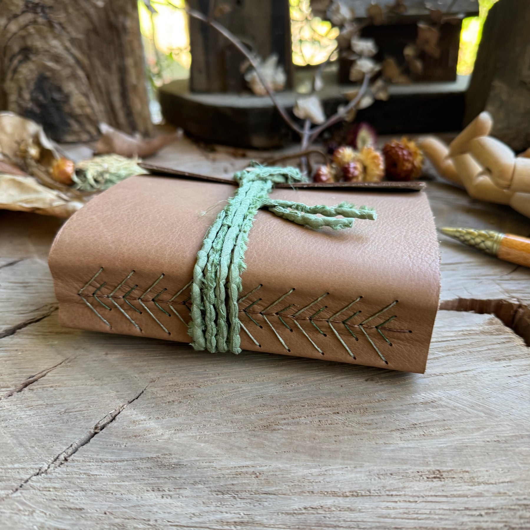 Tan Leather A6 Signature Journal with Pine Tree Spine