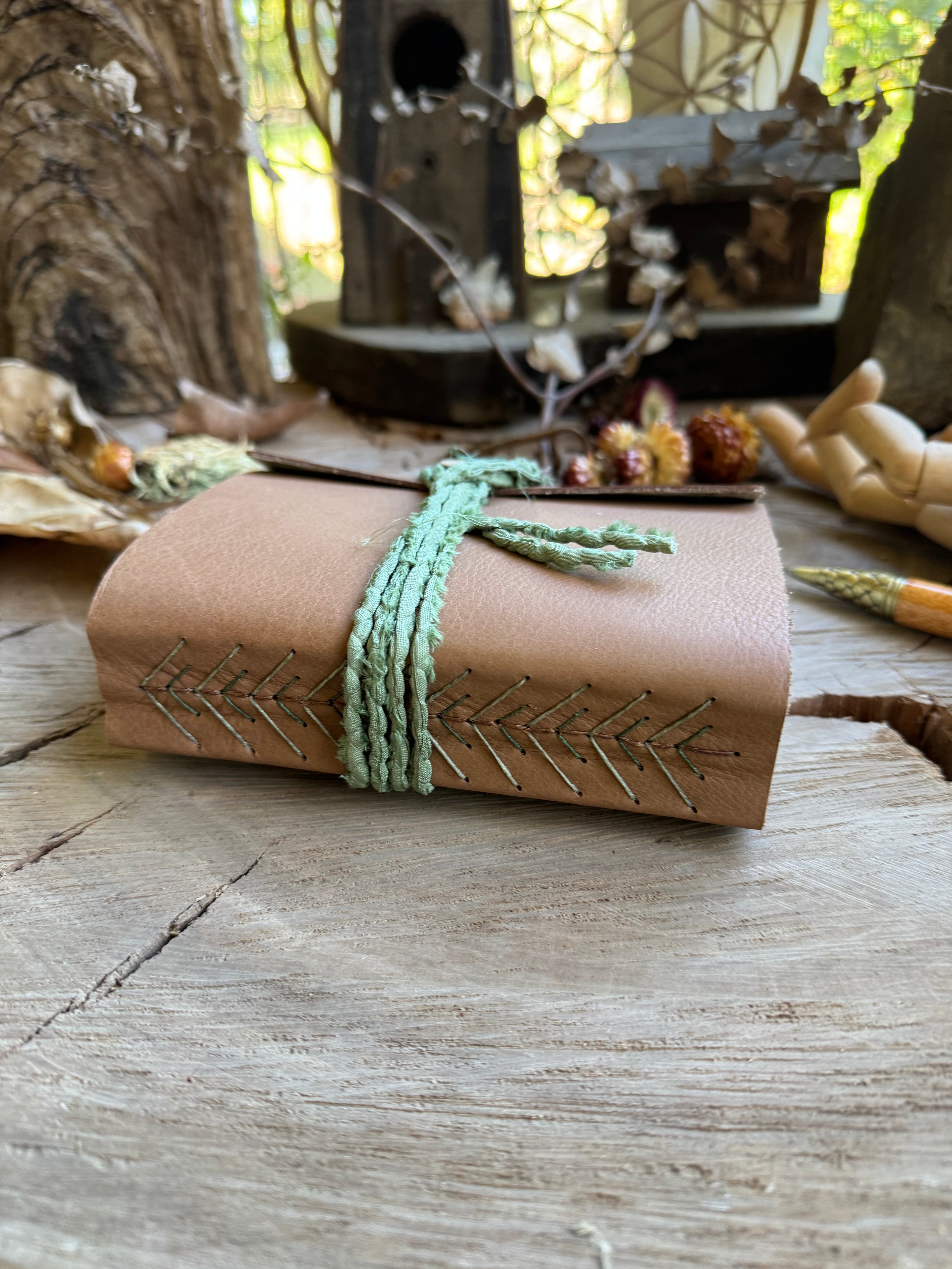 Tan Leather A6 Signature Journal with Pine Tree Spine