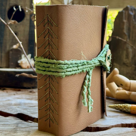 Tan Leather A6 Signature Journal with Pine Tree Spine