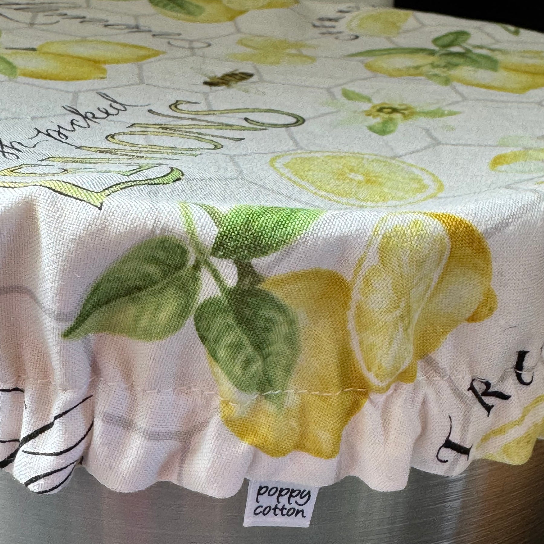 Fresh Picked Lemons Reversible Fabric Bowl Cover – Yellow Gingham – Handmade in Tasmania