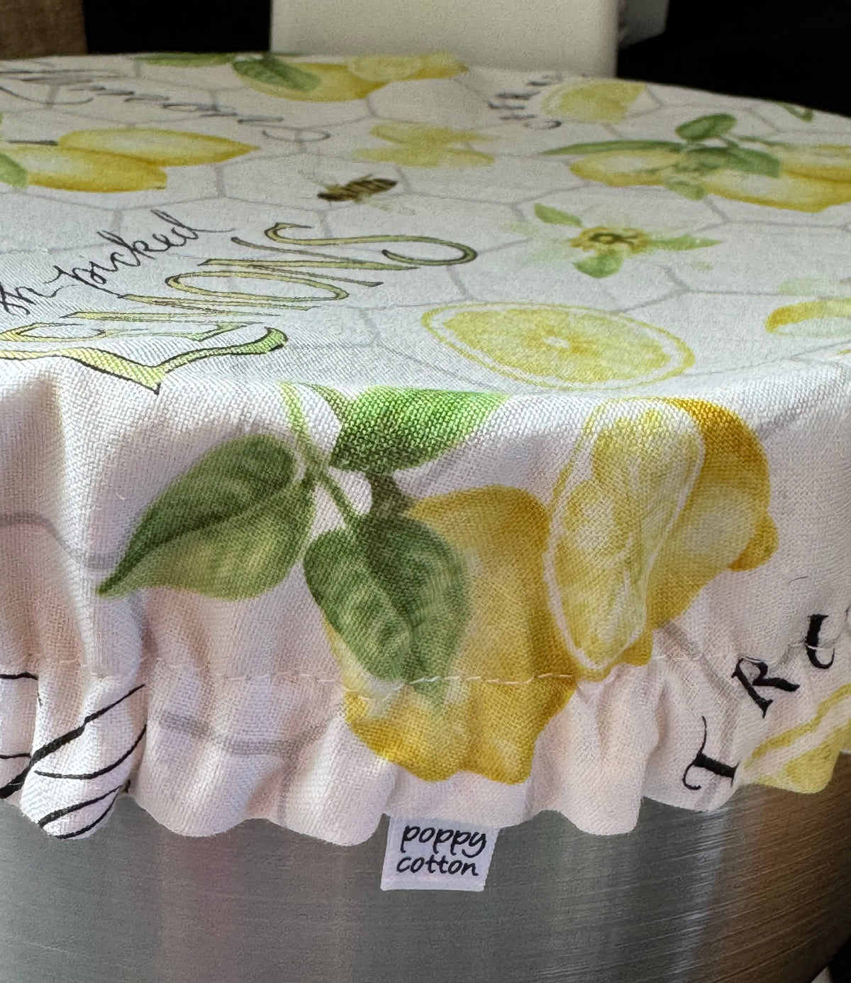 Fresh Picked Lemons Reversible Fabric Bowl Cover – Yellow Gingham – Handmade in Tasmania