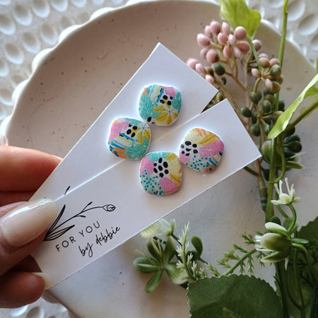 Colourful leopard square studs