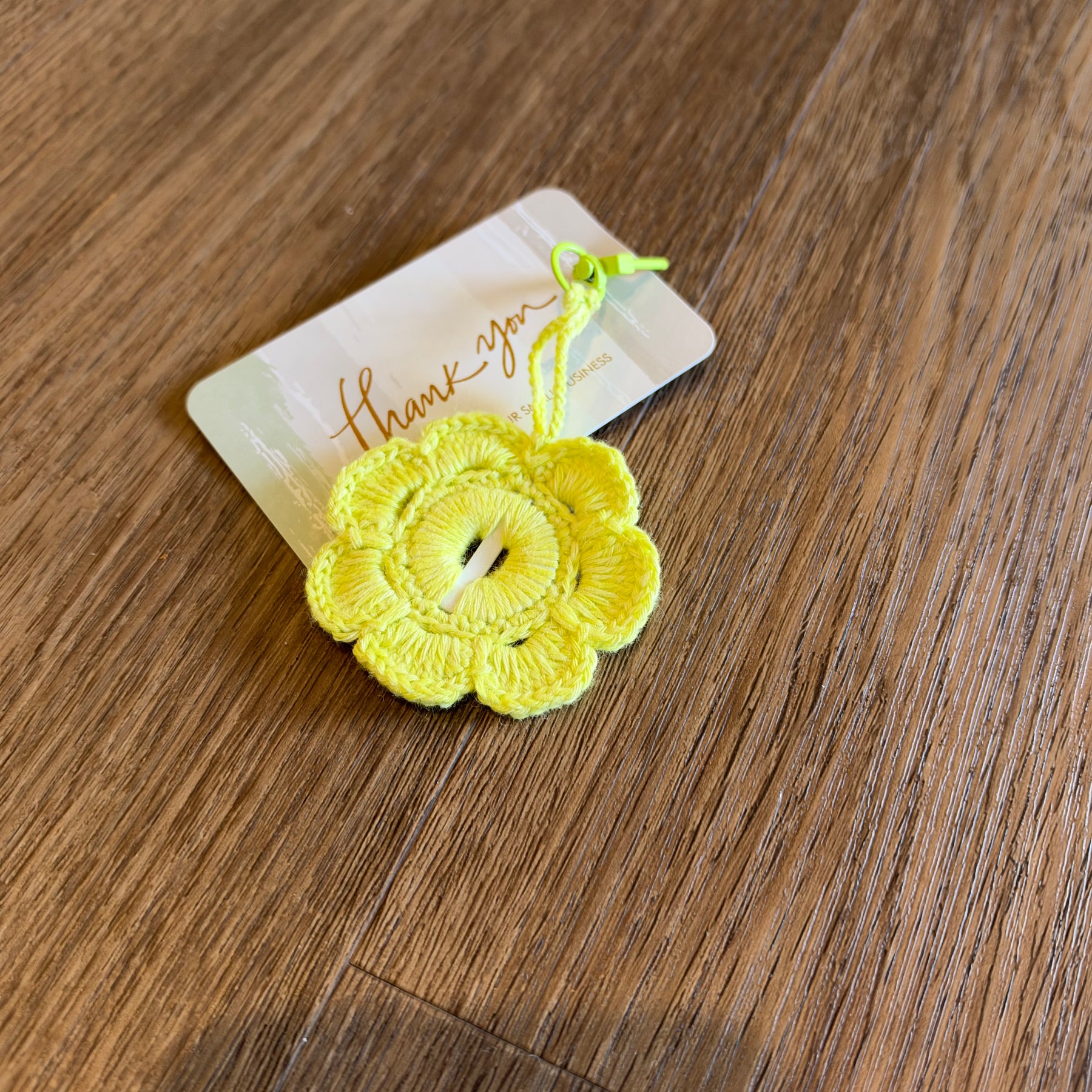 Handmade Floral Crochet Keychain – Cotton Flower Bag Charm