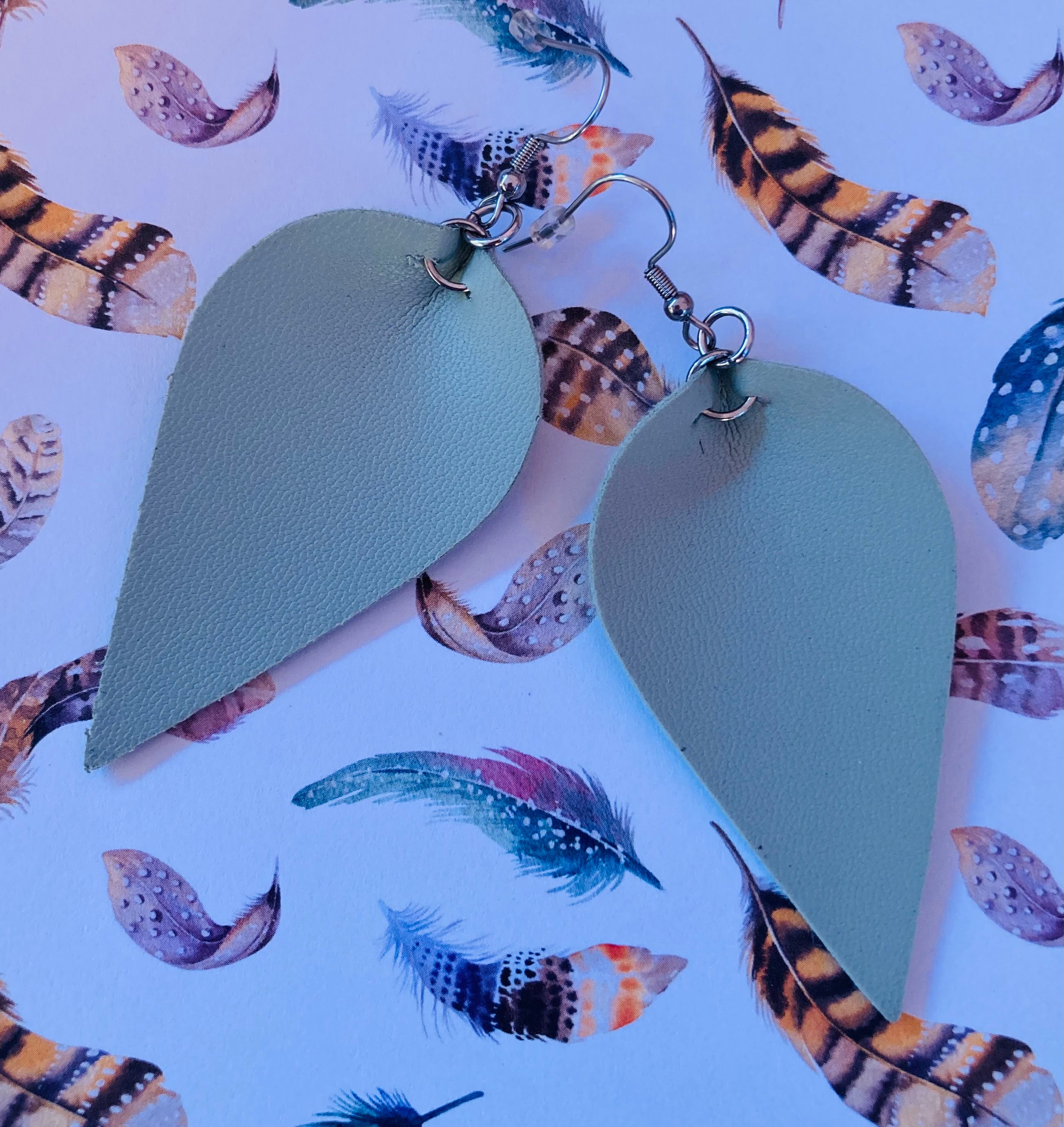 Sage faux leather earrings