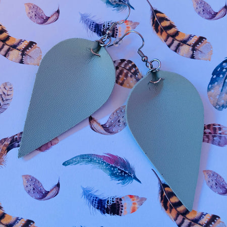 Sage faux leather earrings