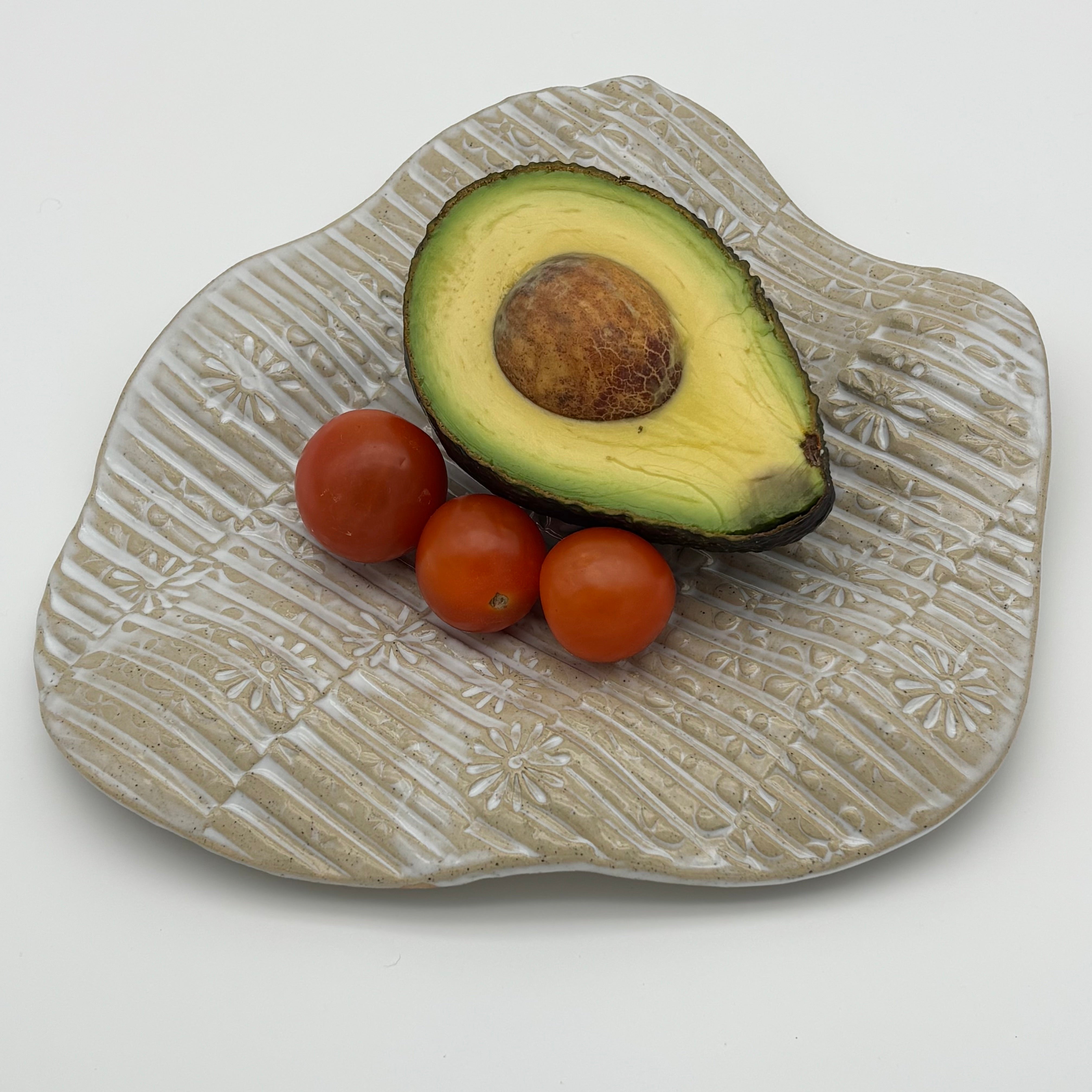 Boutique Handmade Ceramic Tableware | Charcuterie | Slab Built Platter | Organic Shape | Modern Neutral Colours