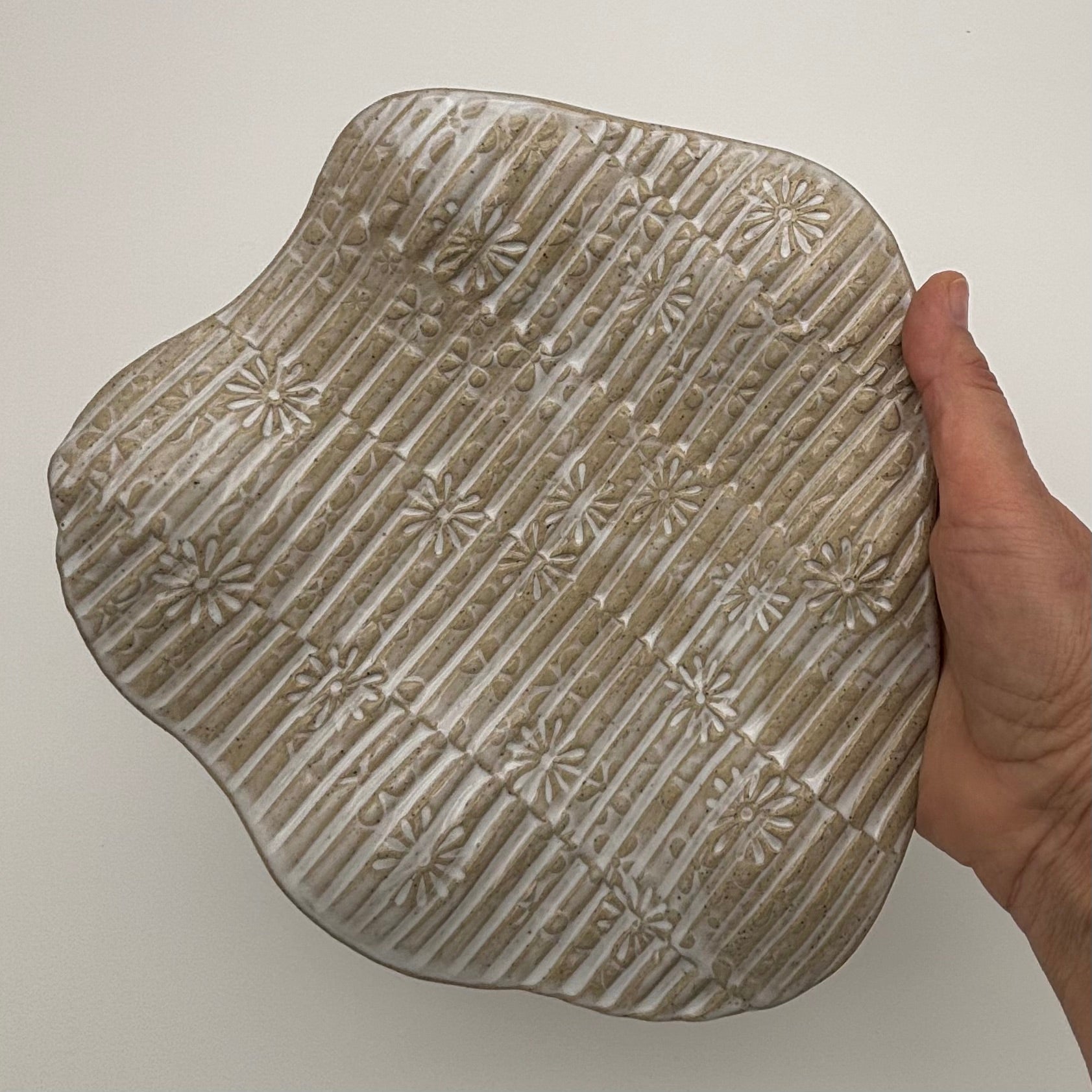 Boutique Handmade Ceramic Tableware | Charcuterie | Slab Built Platter | Organic Shape | Modern Neutral Colours