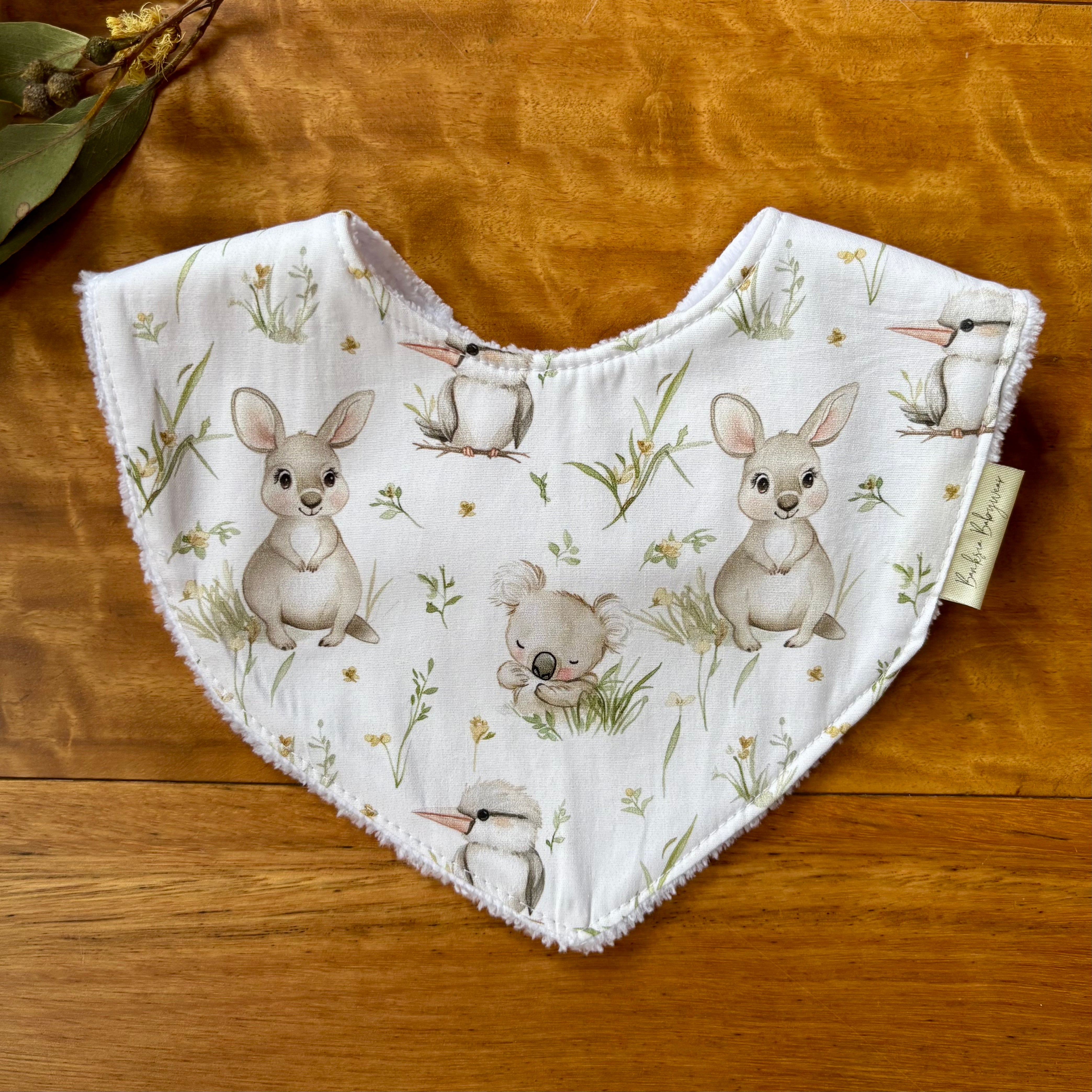 Baby Bib and Burp Cloth Set | Kangaroo Fields | Ready to Ship