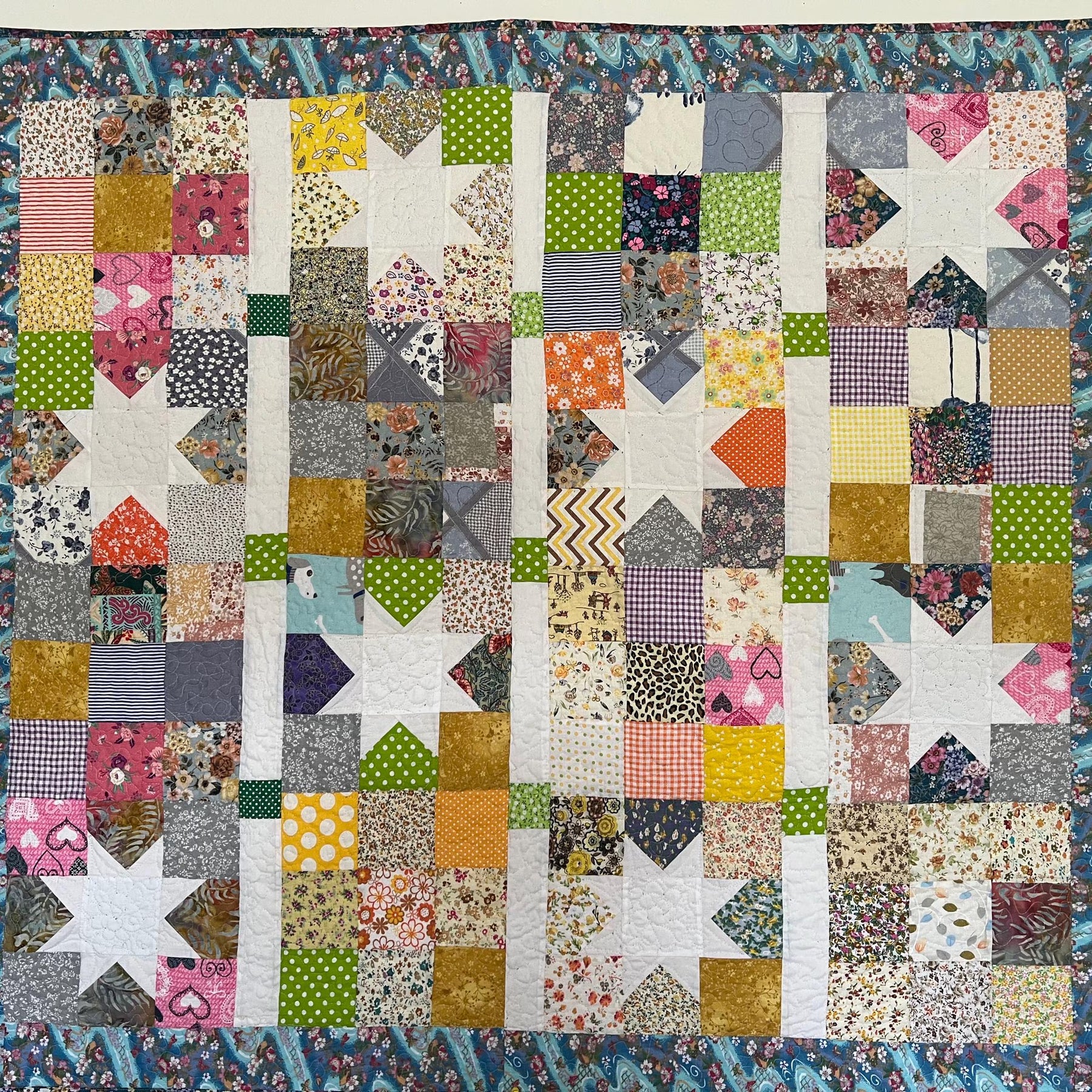 Handmade Organic Cotton Baby Quilt: Heirloom Nursery Blanket, for Baby Boy or Baby girl