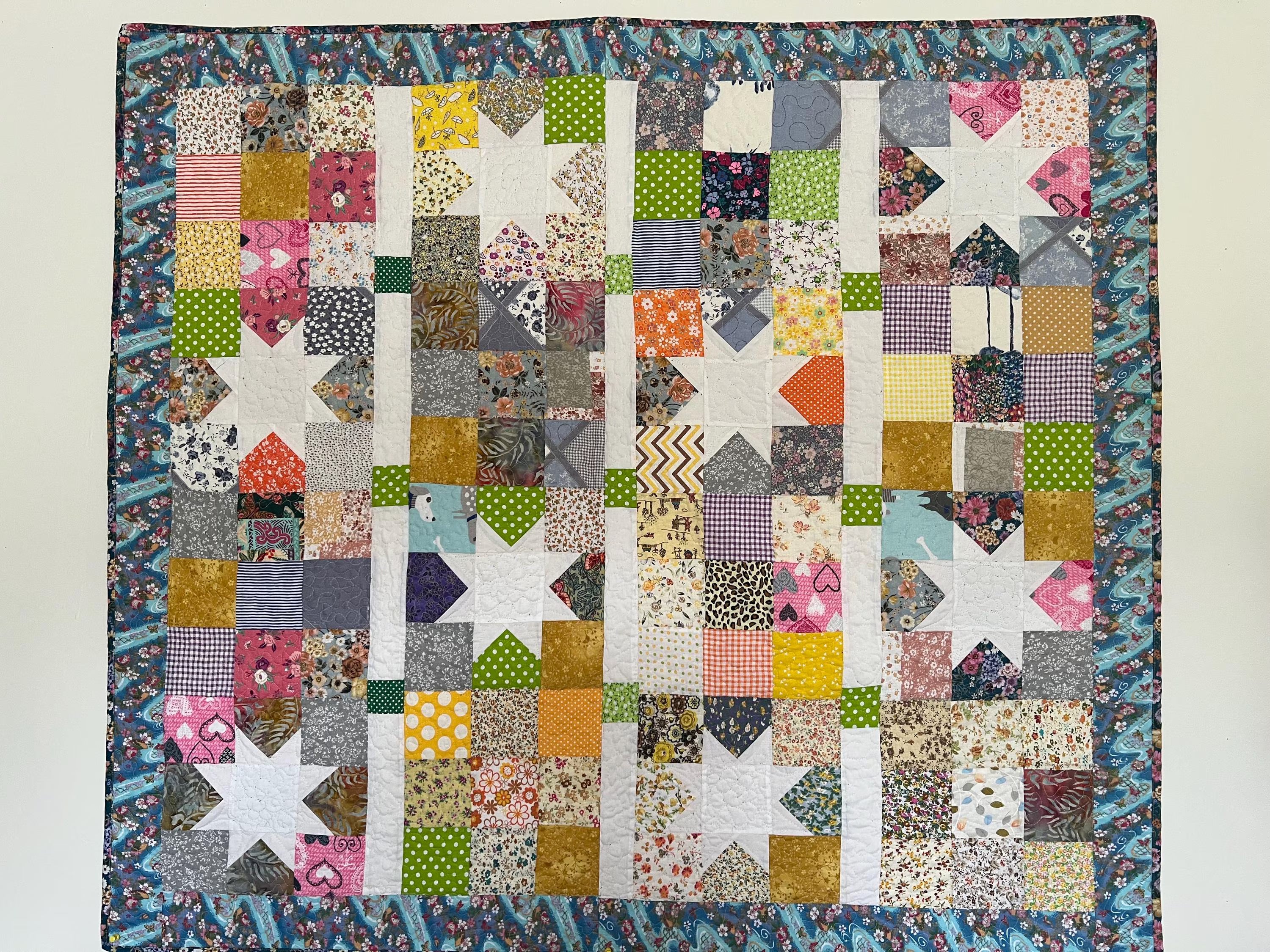 Handmade Organic Cotton Baby Quilt: Heirloom Nursery Blanket, for Baby Boy or Baby girl