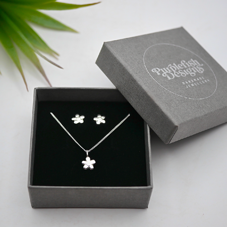 Tiny Flower Gift Set - Handmade Sterling Silver Jewellery
