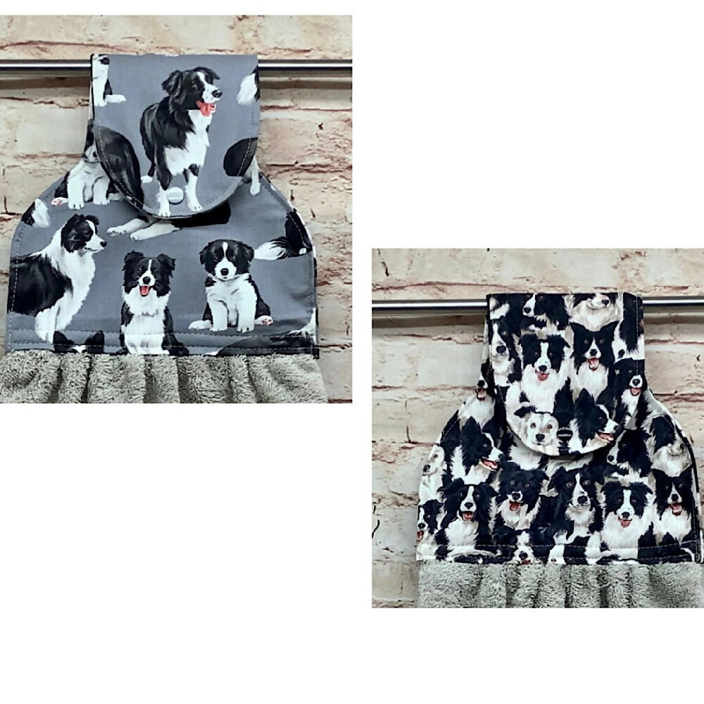 Border Collie Dogs hanging hand towel - 2 Designs