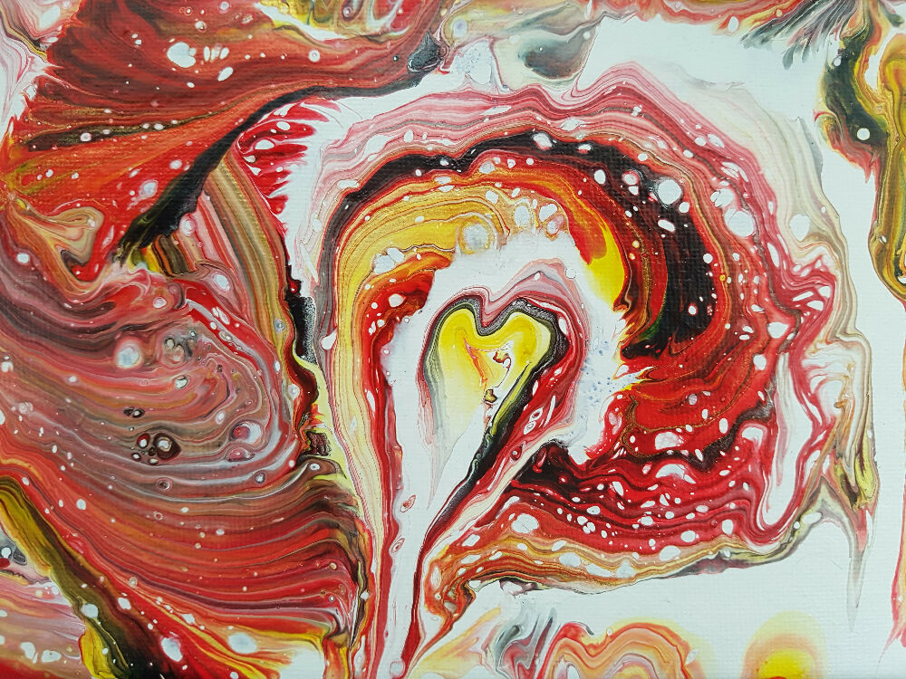 Original Fluid Art Heart Rhythm Painting