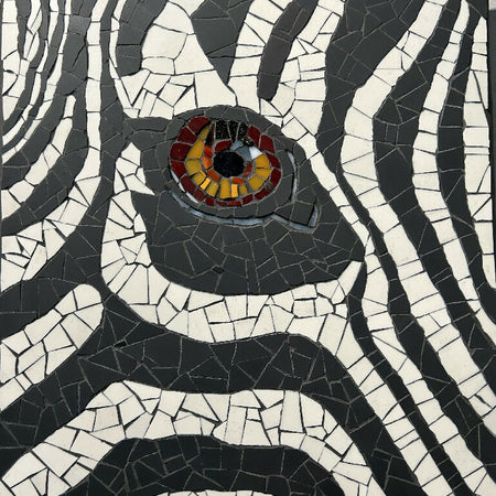 ‘ZEBRA’ Unglazed Porcelain And Stained Glass Mosaic Zebra