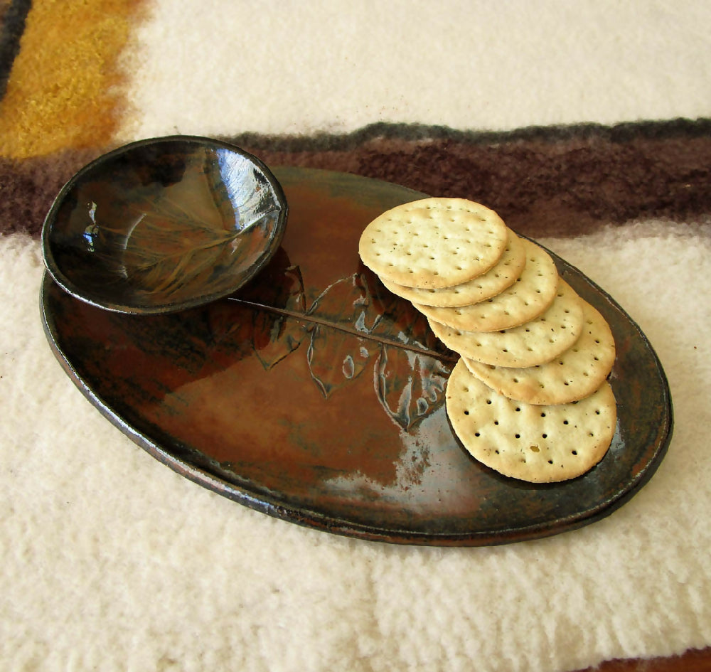 rustic style ceramics snack plate - Australian Fawna - Banksia - Julie Ann Smith