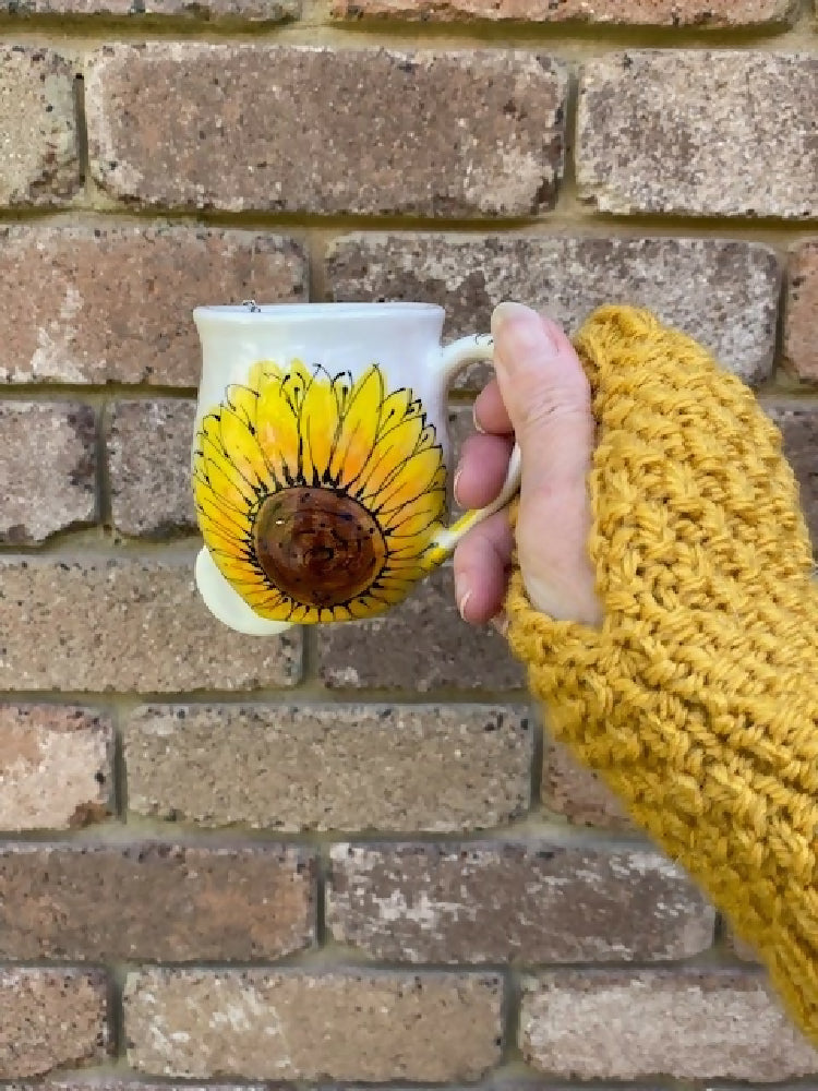 Staceysknitwits Hand Knitted Mustard Alpaca Handwarmers 005